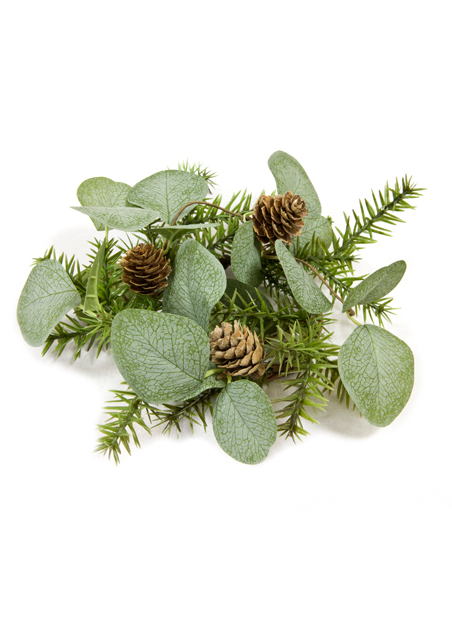 Eucalyptus-Tischdeko mit Tannenzapfen und Tanne 20 cm