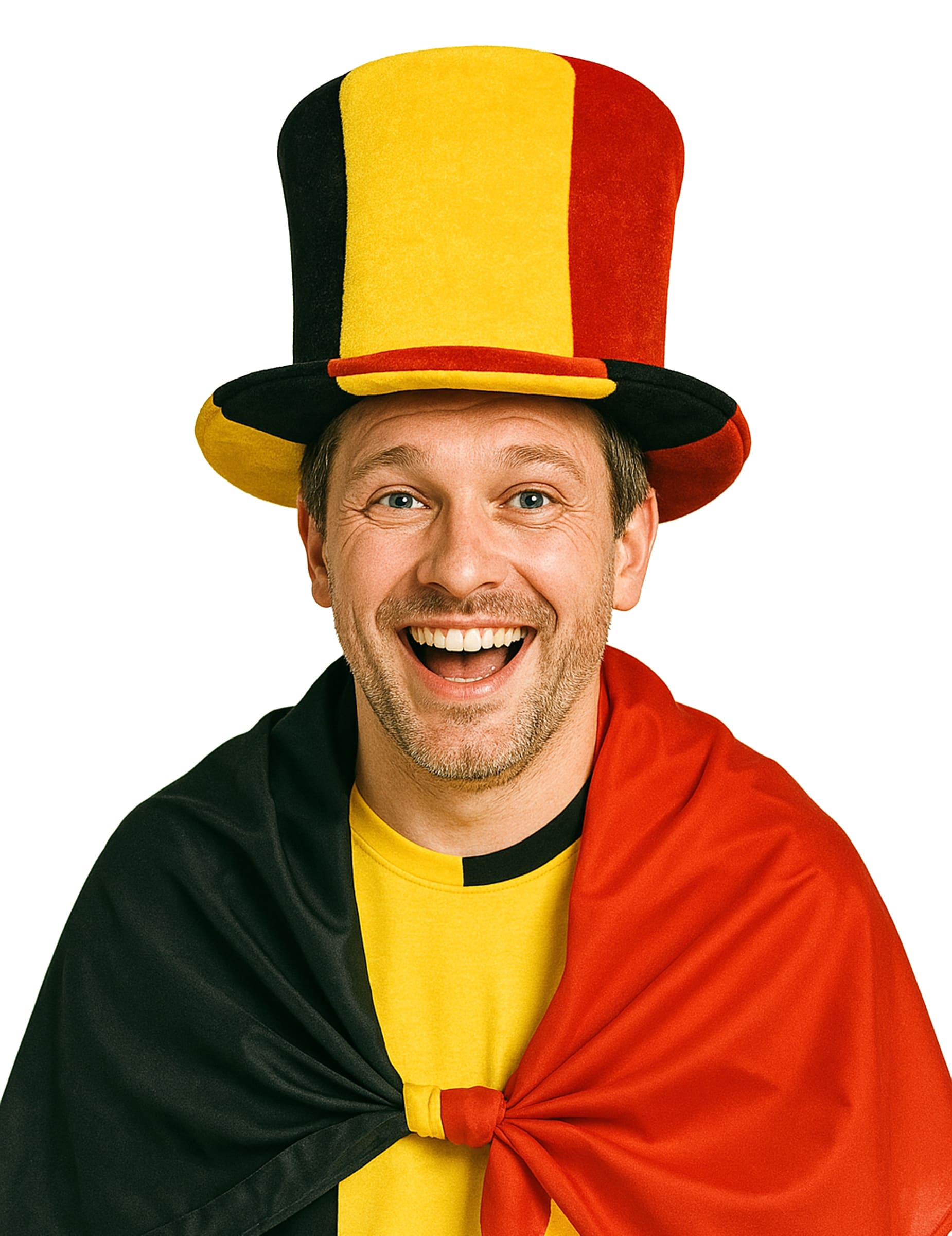 Fan-Hut Zylinder Accessoire Belgien Fanartikel rot-gelb-schwarz