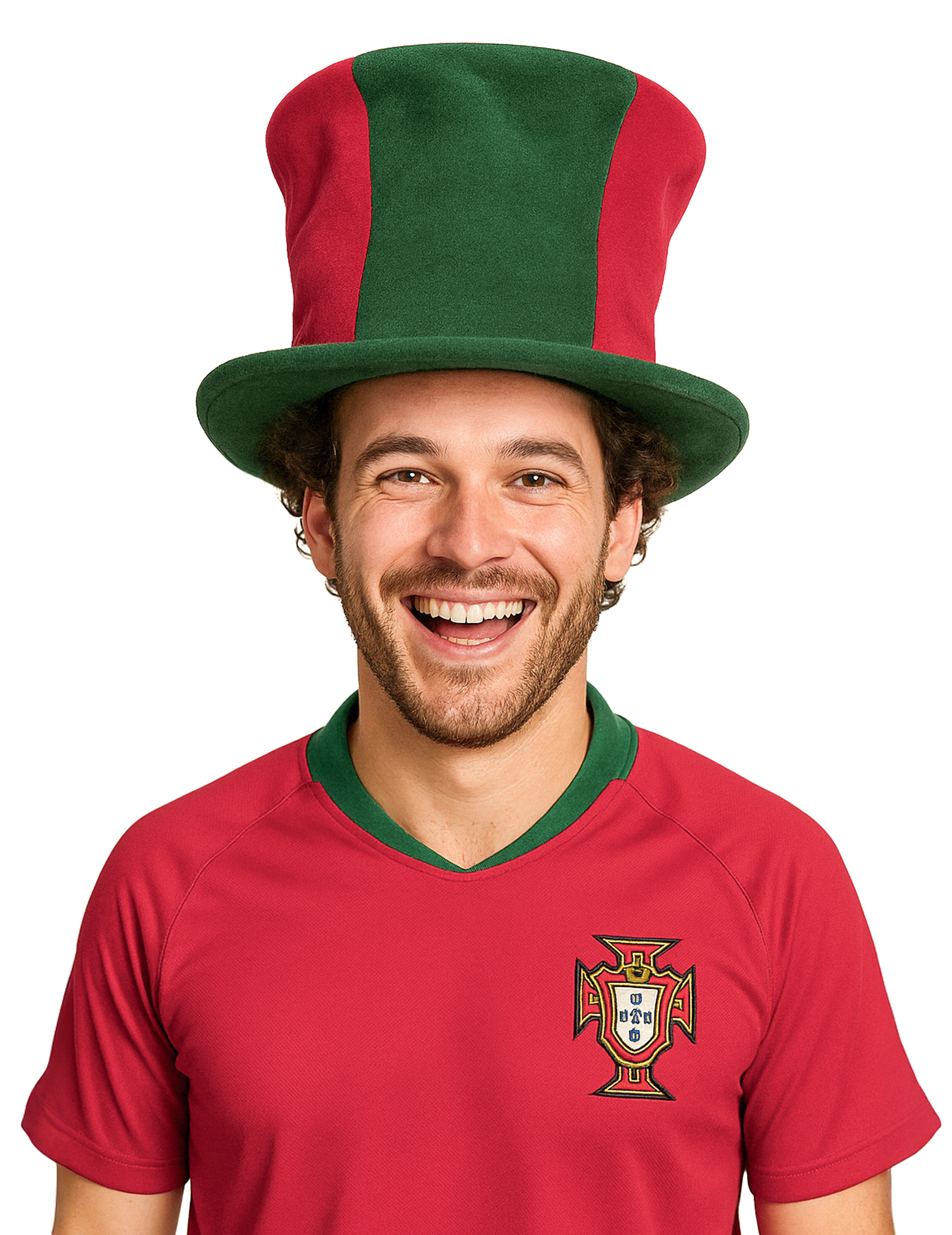 Fan-Hut Zylinder Accessoire Portugal Fanartikel rot-grün
