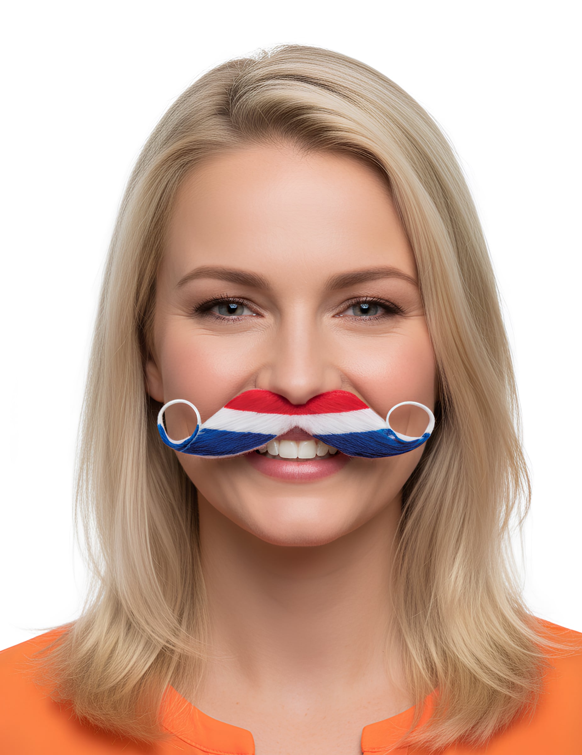 Fan Schnurrbart Niederlande Lustiger Supporter-Schnurrbart in Rot Weiß Blau für Erwachsene