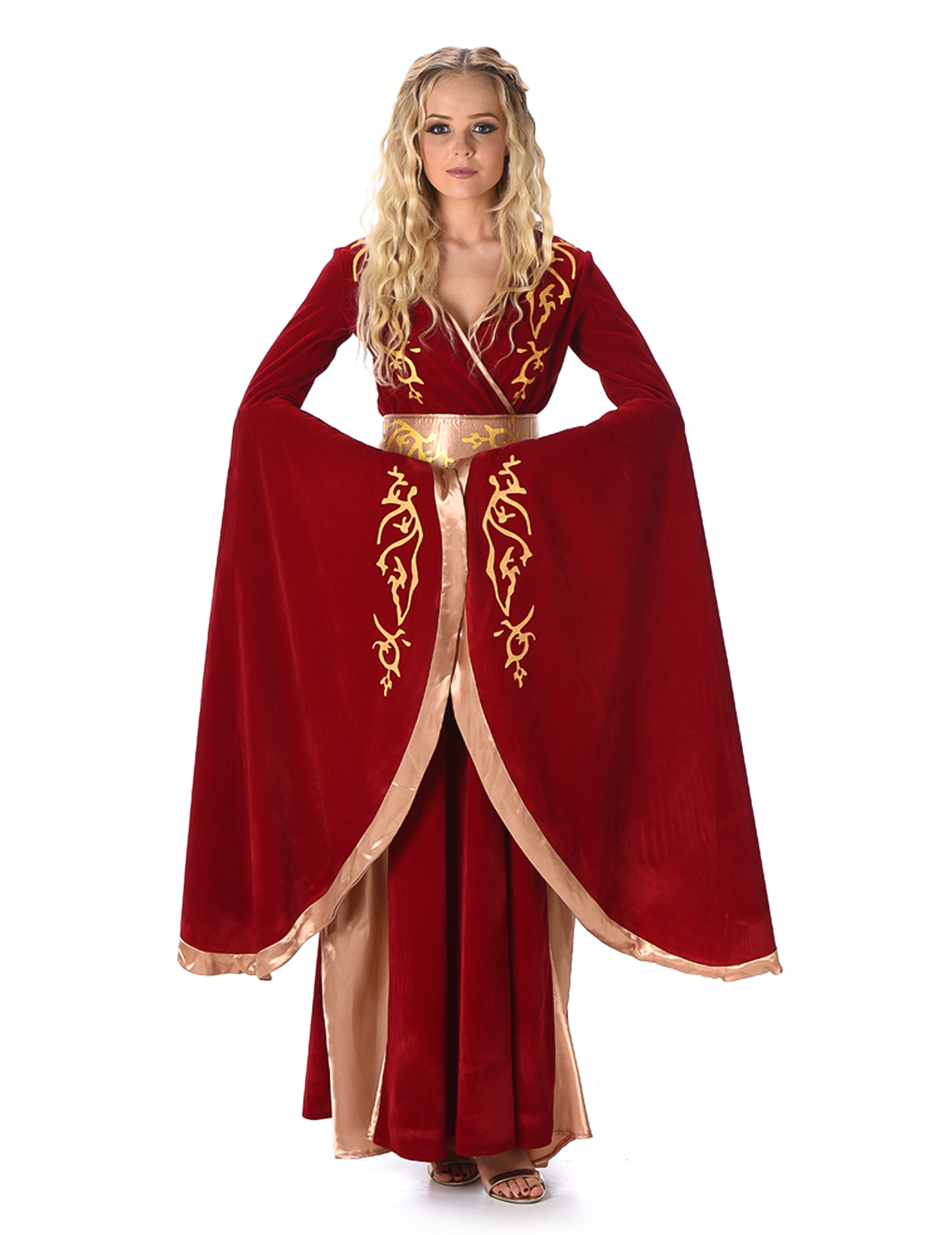 Fantasy Königin Mittelalter Damenkostüm rot-gold