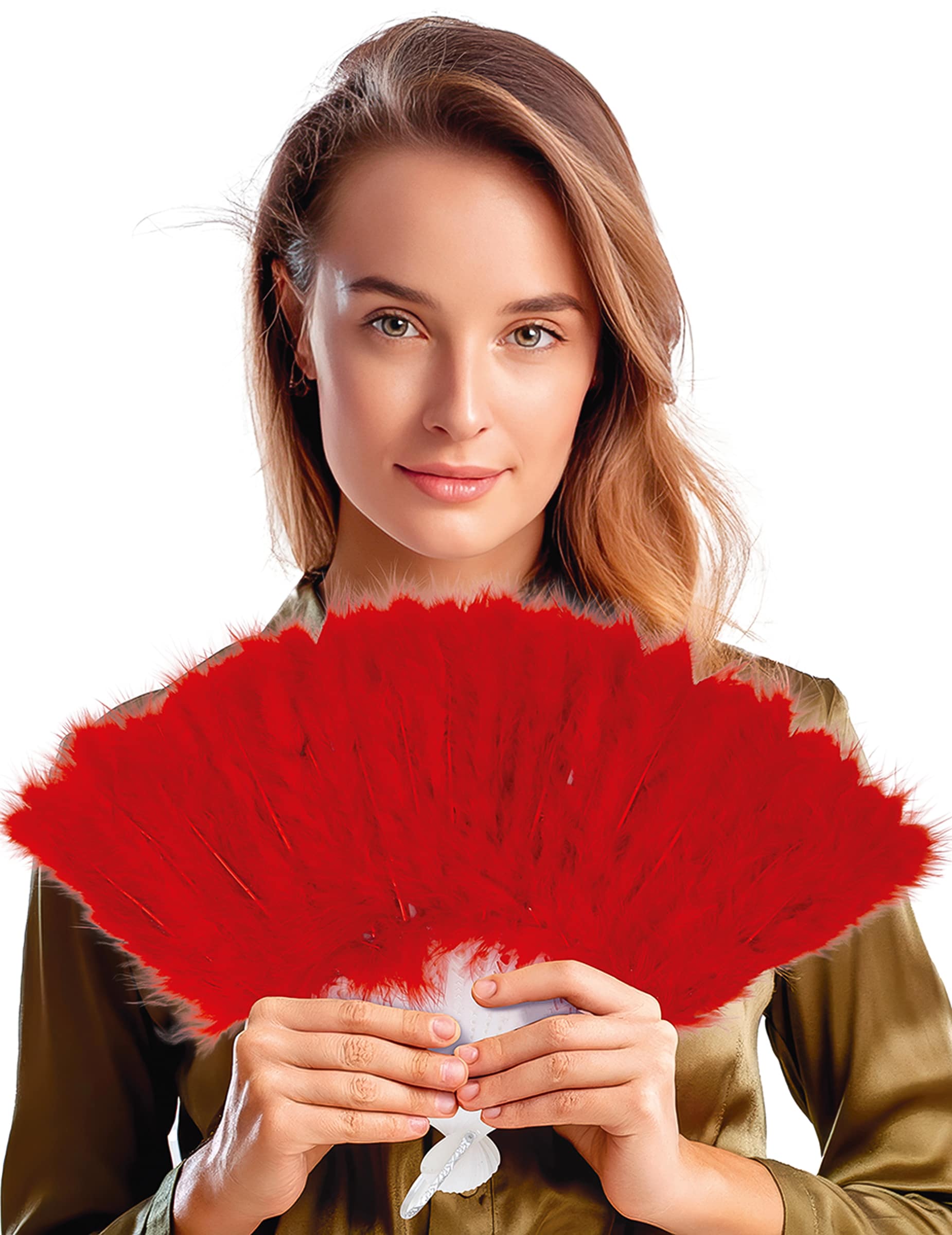 Feder-Fächer Kostüm-Accessoire rot