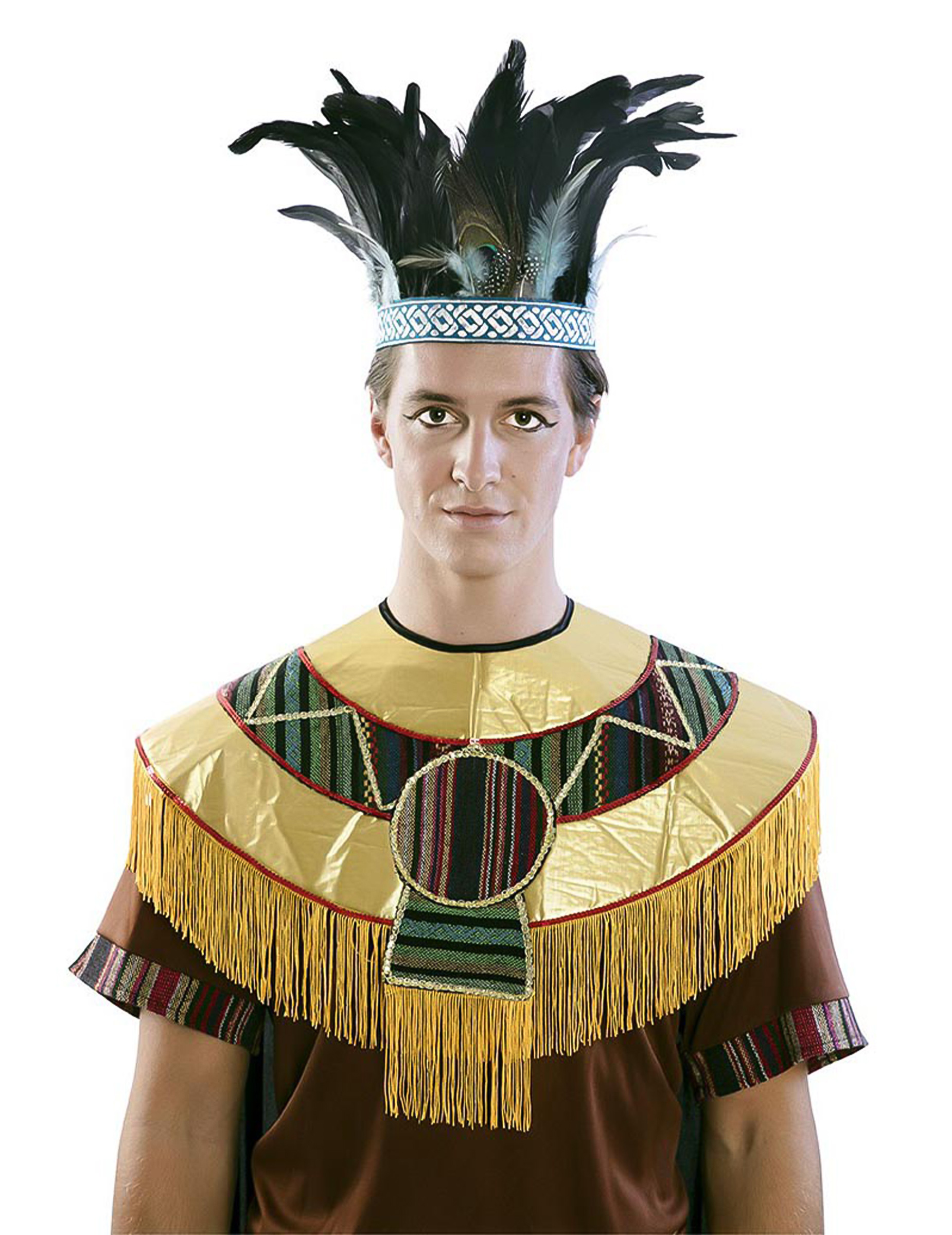 Feder-Kopfschmuck Azteken blau-schwarz