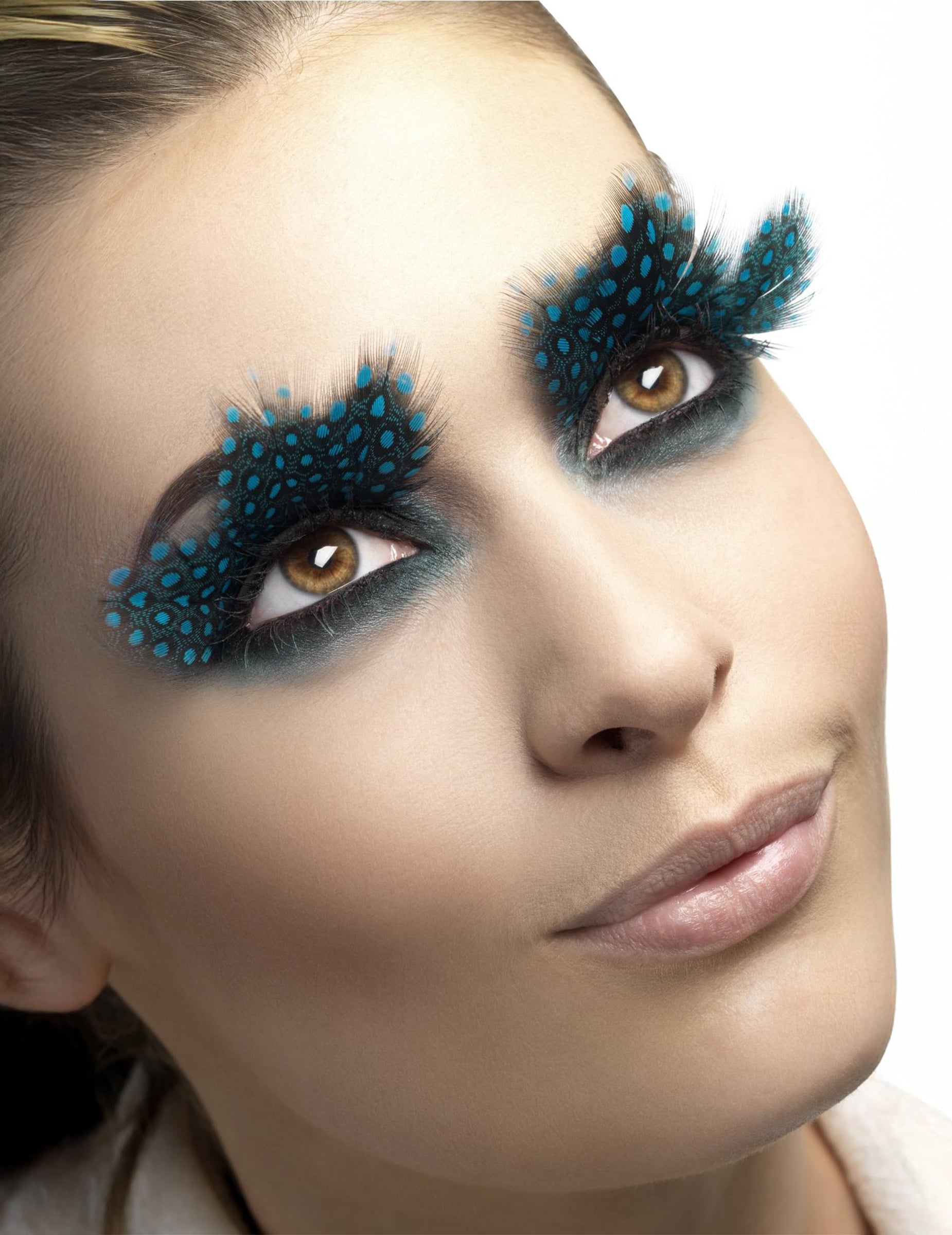 Feder-Wimpern Punkte lang schwarz-blau