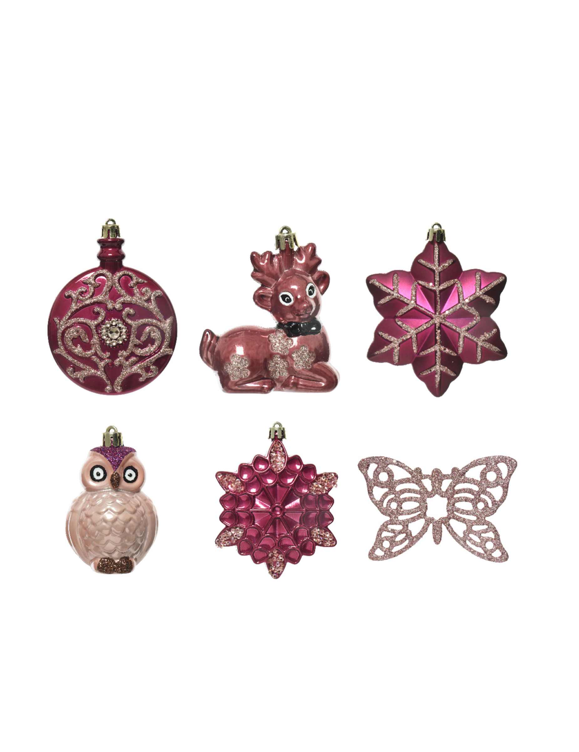 Feenhafte Weihnachtsbaum-Aufhänger 20-teilig pinkfarben 7 cm