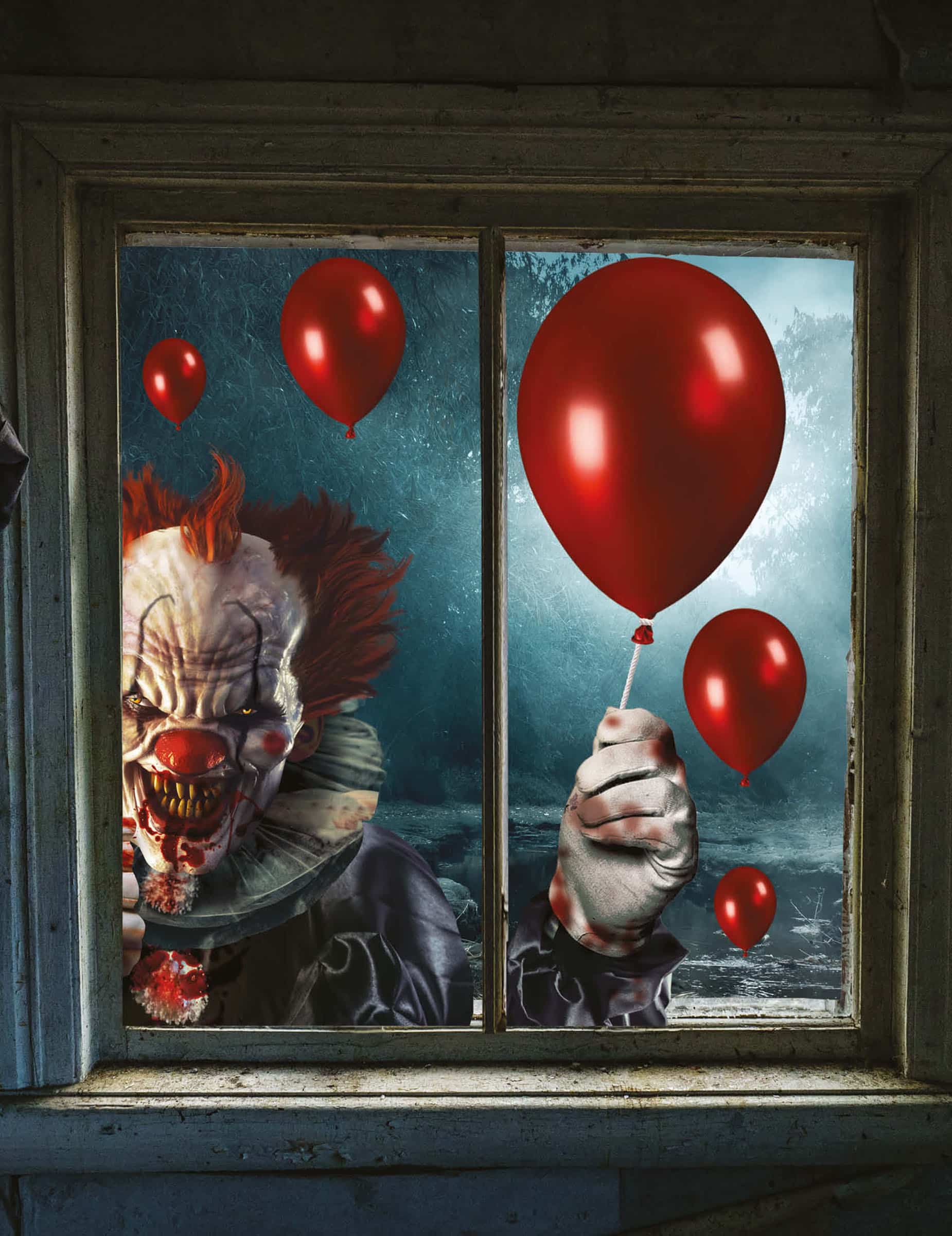 Fensterbilder Horrorclown Halloween 30 x 40 cm