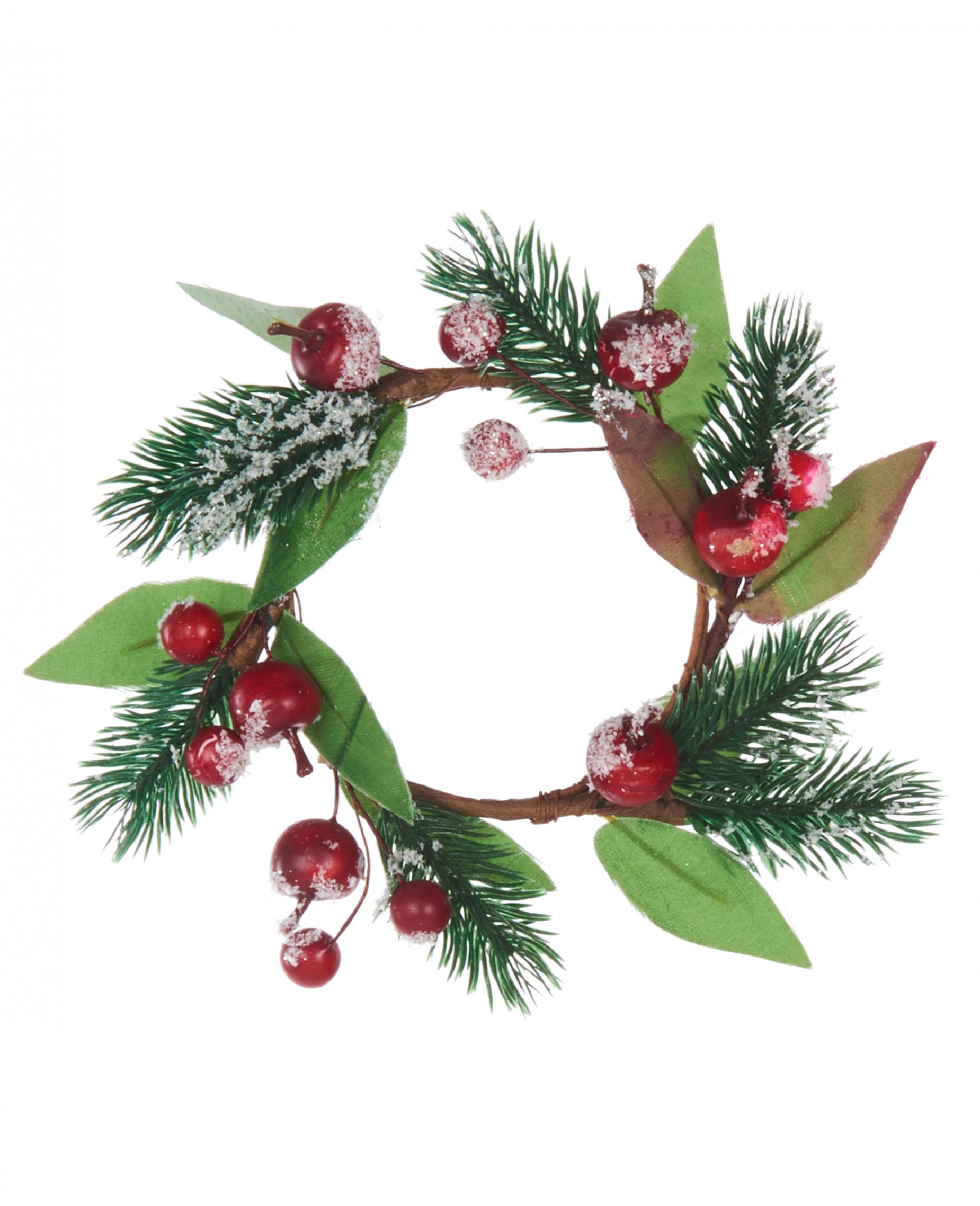 Festlicher Weihnachtskranz Weihnachts-Tischdeko grün-rot-braun 18 cm