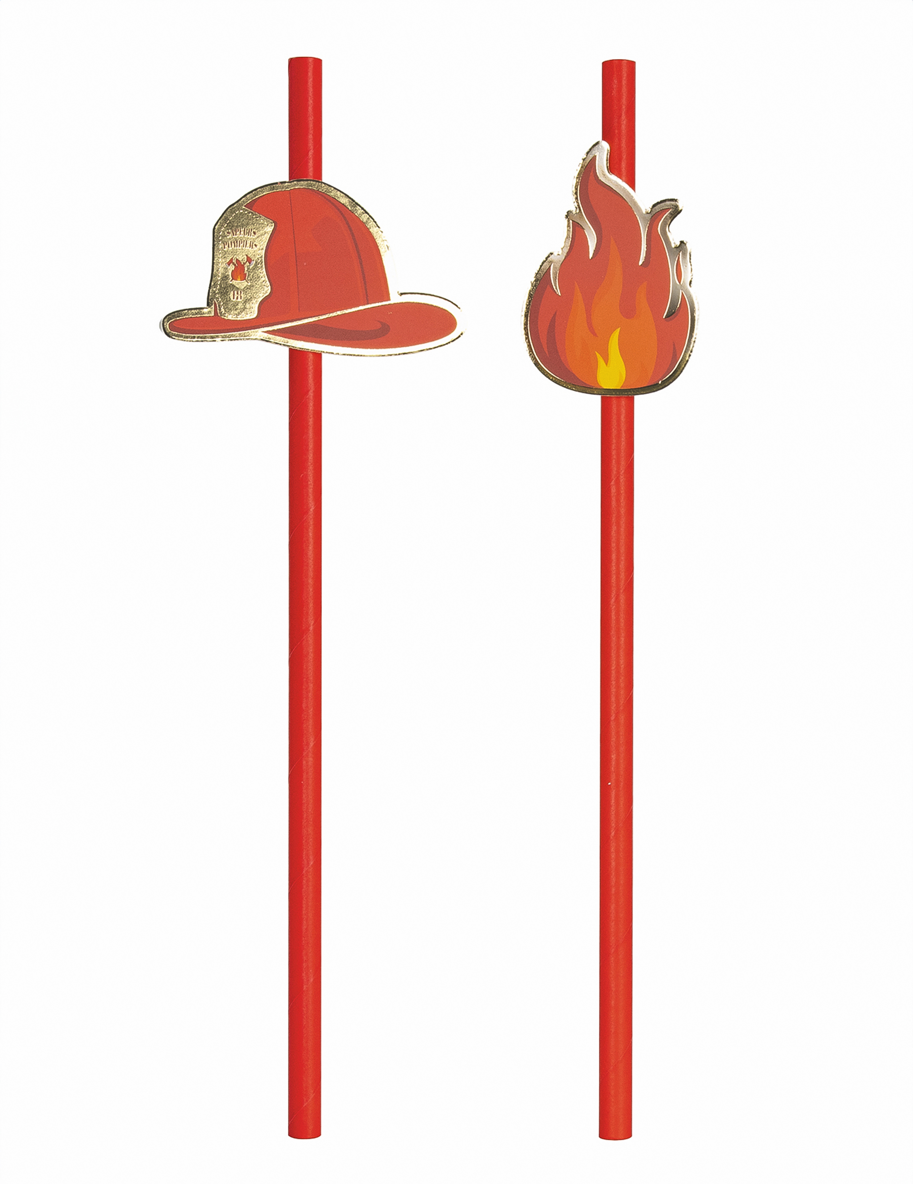 Feuerwehr Strohhalme Kindergeburtstag-Deko 10 Stück rot