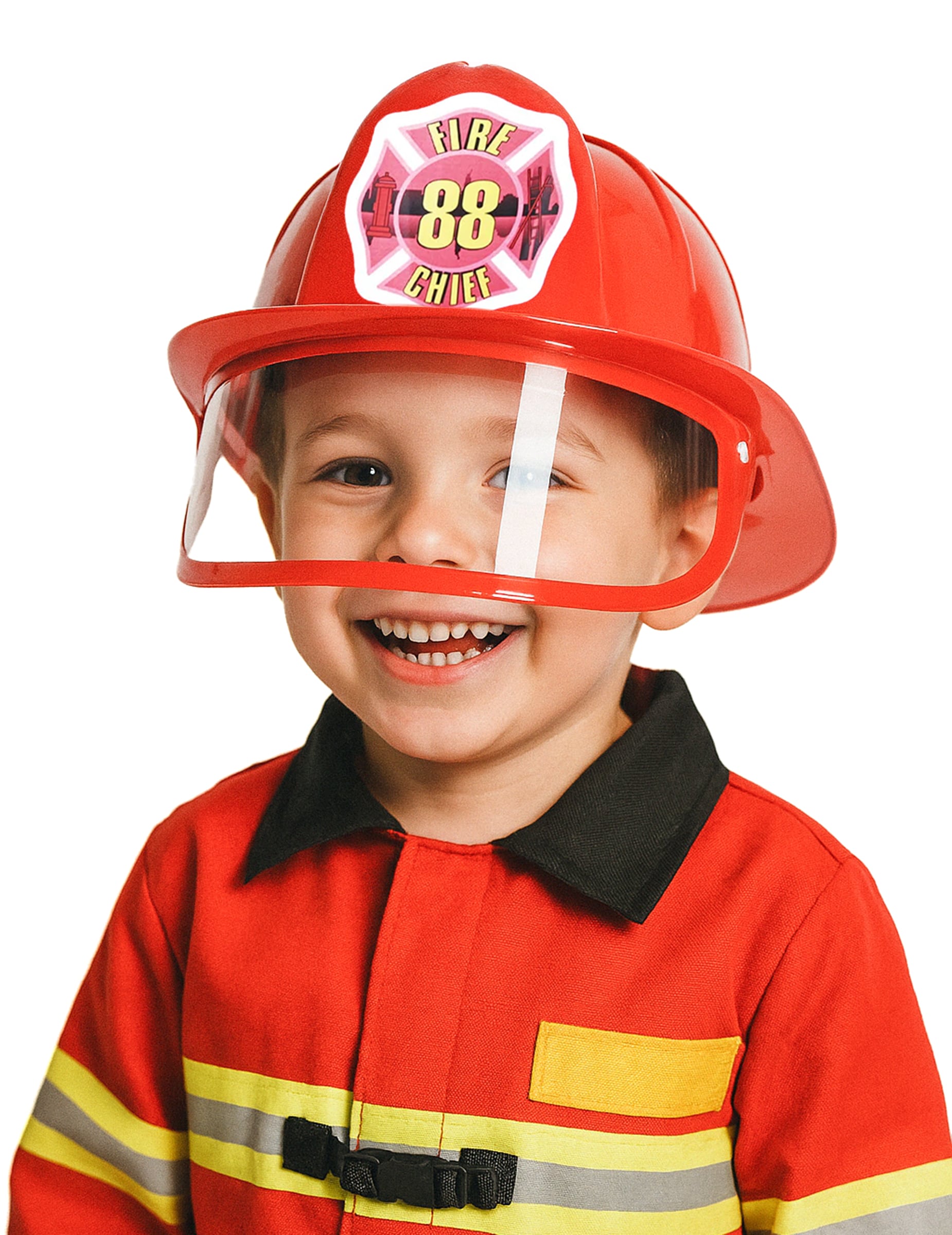 Feuerwehrmann-Helm Feuerwehraccessoire für Erwachsene rot-gelb-weiss