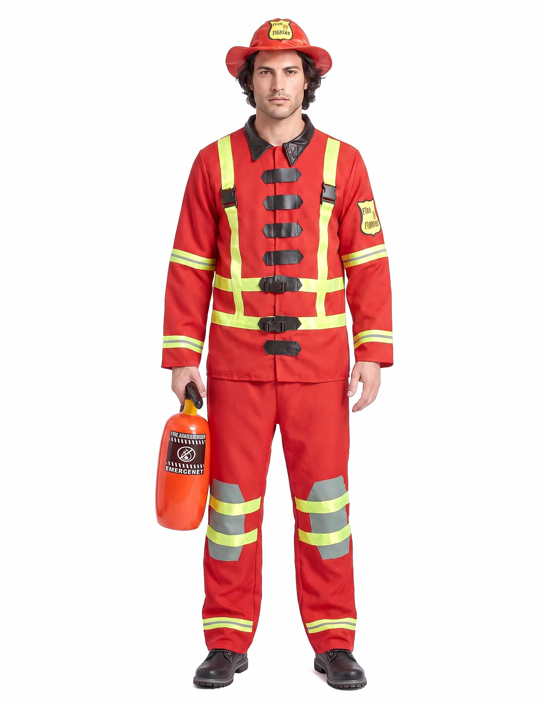 Feuerwehrmann-Herrenkostüm rot-gelb-schwarz