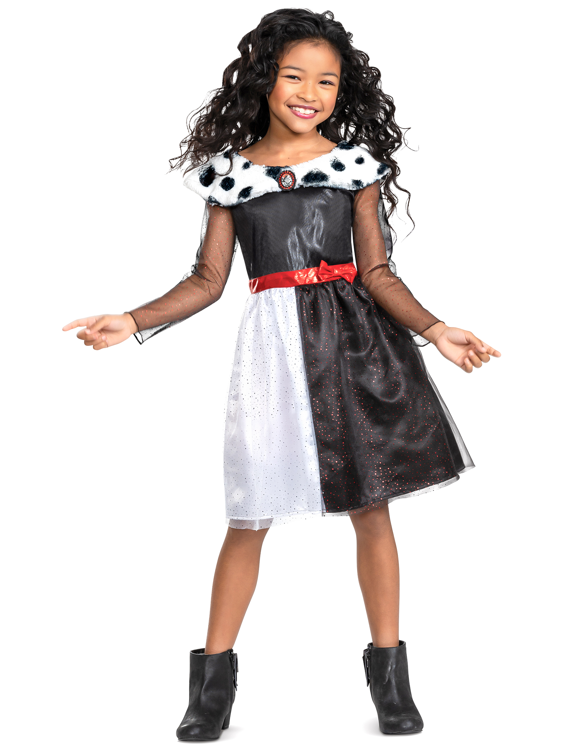 Fieses Cruella Kinderkostüm schwarz-weiss