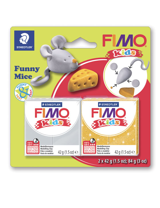 Fimo Kids Knete Set Maus 2 Blöcke