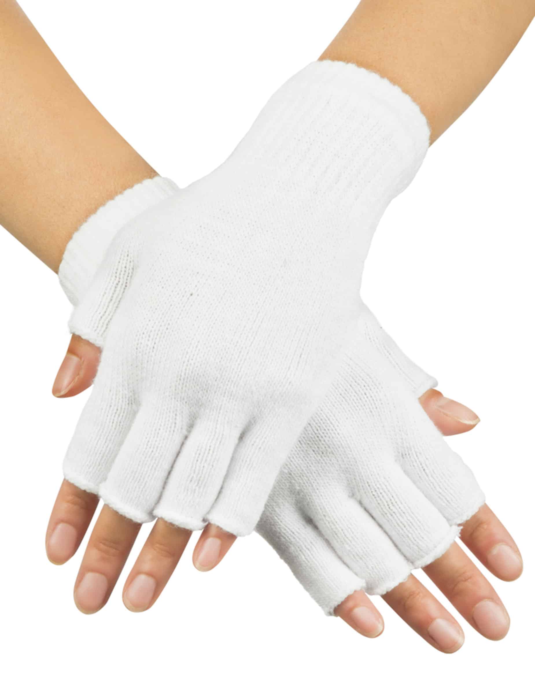 Fingerlose Armstulpen Handschuhe weiss