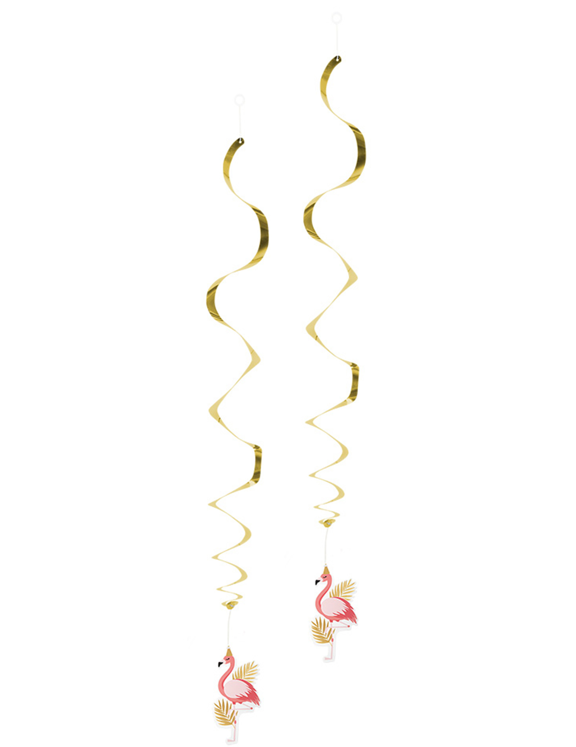 Flamingo-Hängedekos Partydeko 2 Stück rosa-gold 85 cm
