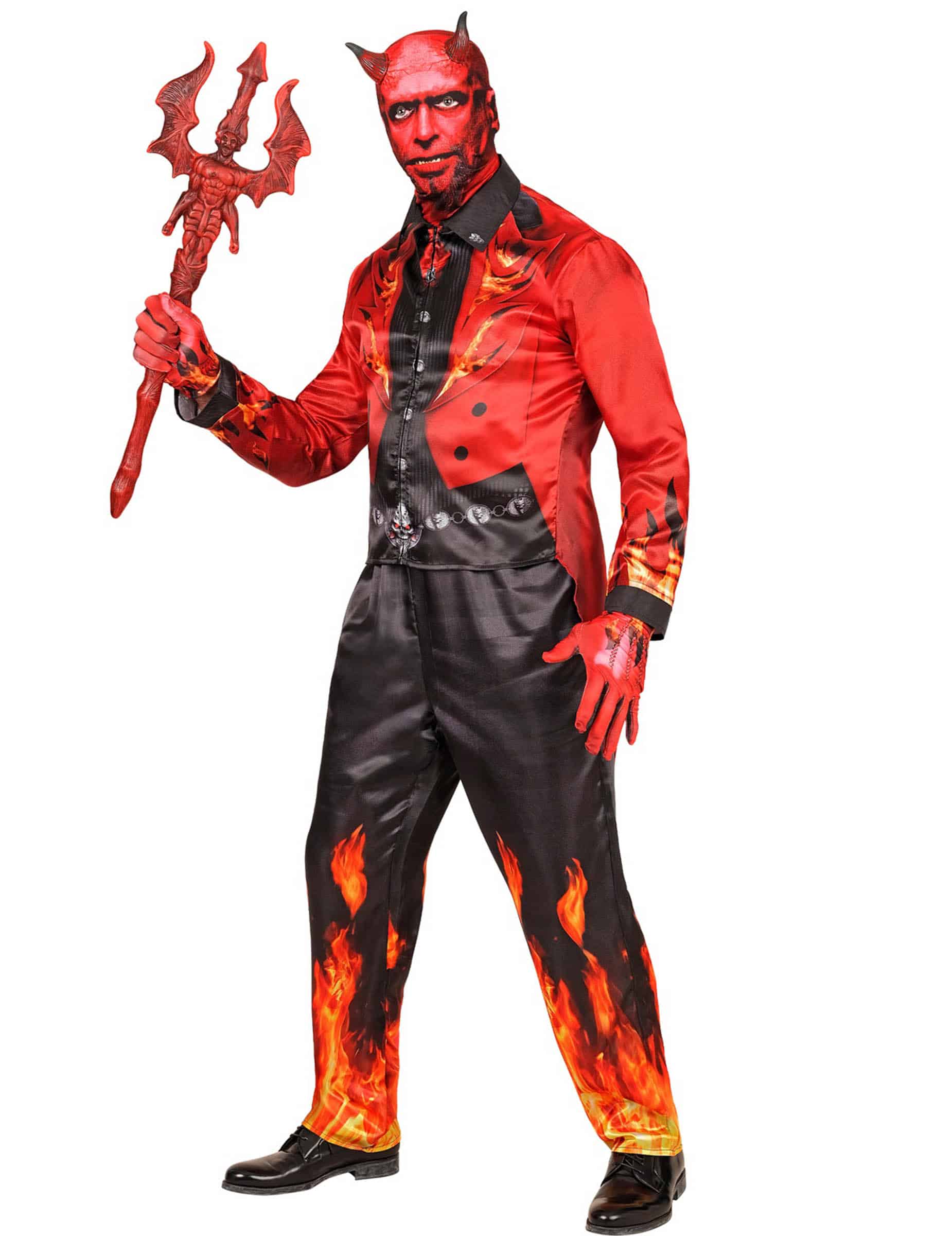 Flammender Teufel Komplettkostüm für Erwachsene