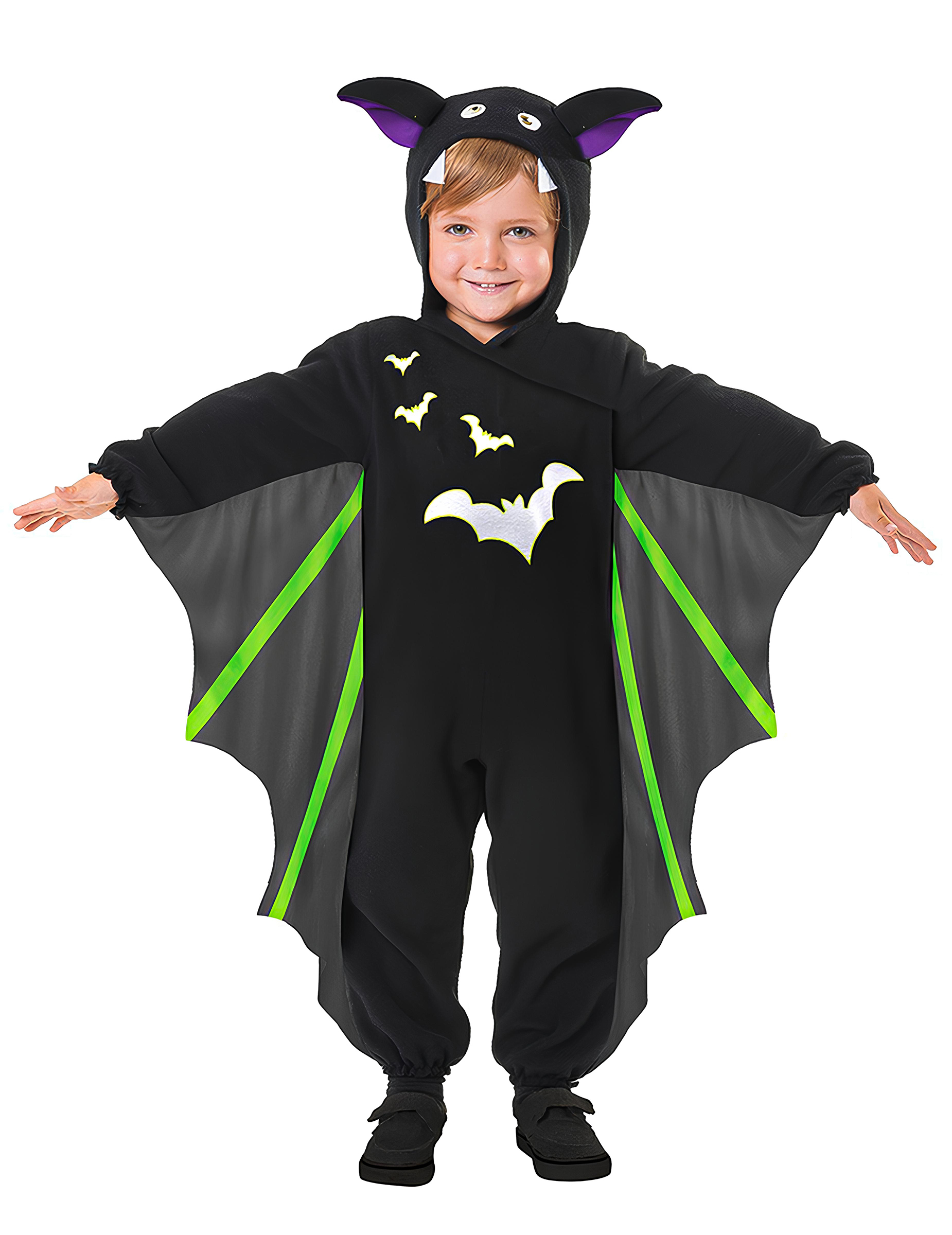 Fledermaus-Kostüm für Kinder Halloween-Kostüm schwarz-grün-violett