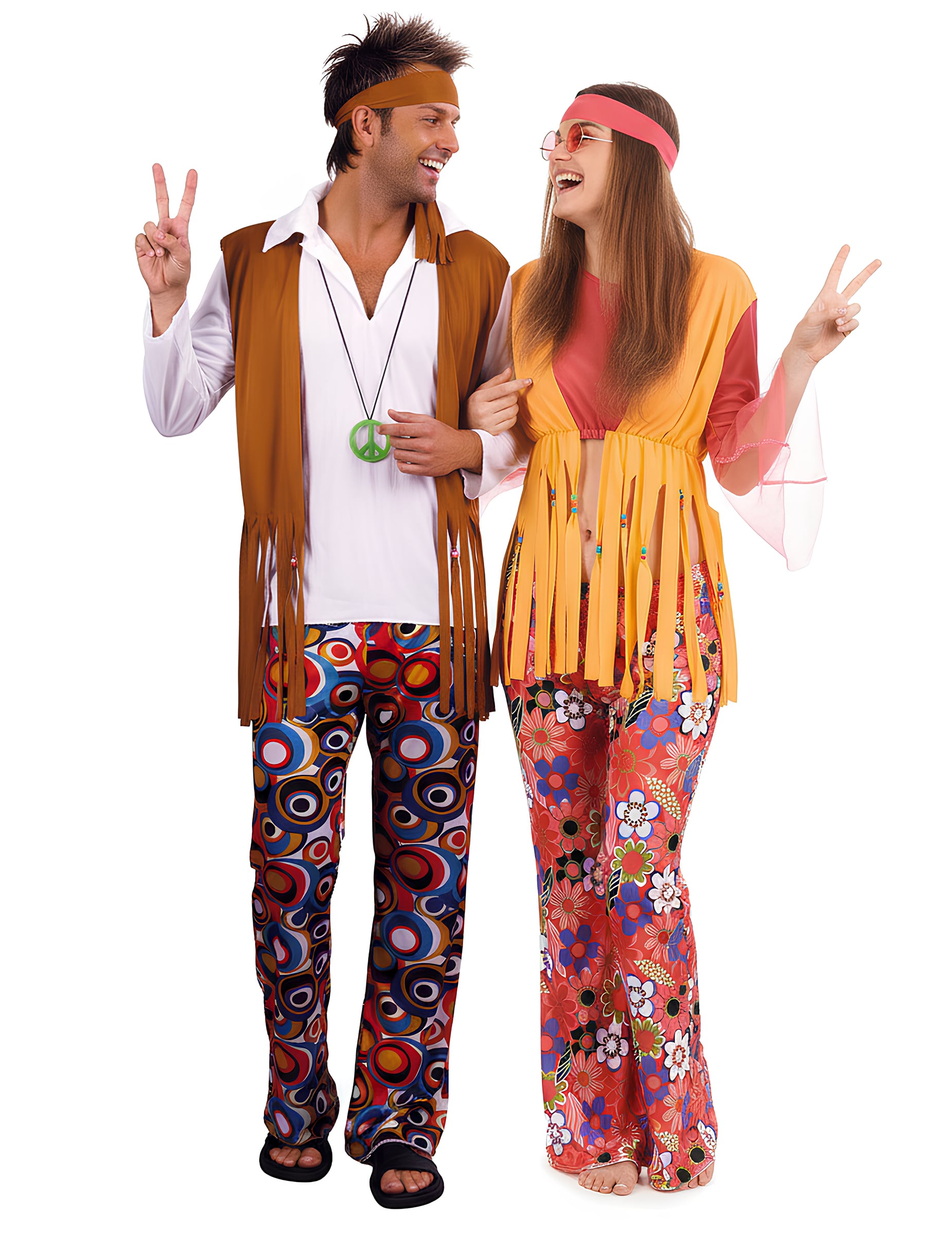 Flower-Power Paarkostüm für Erwachsene - bunt