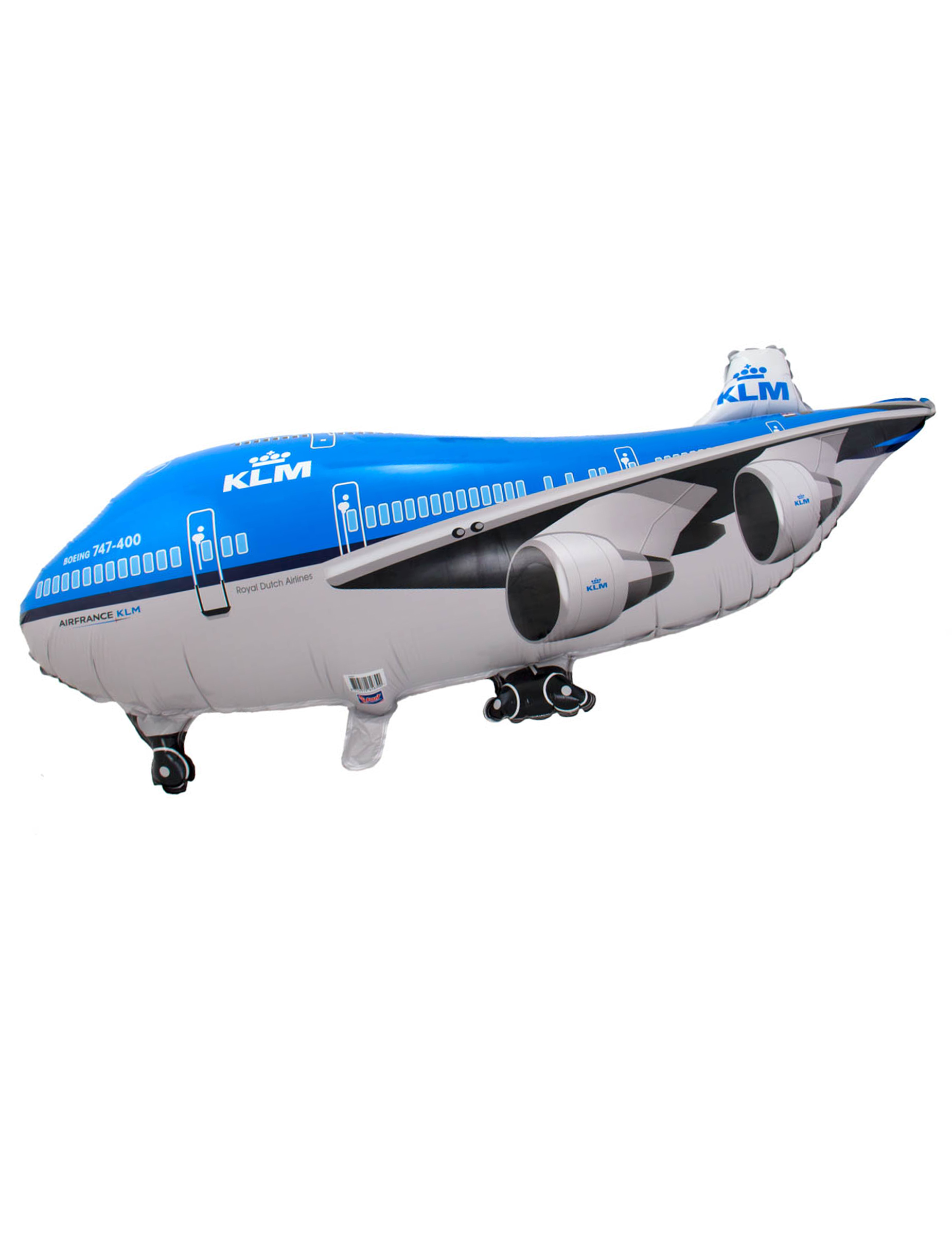 Flugzeug-Luftballon Partydeko blau-weiß-schwarz 101 cm