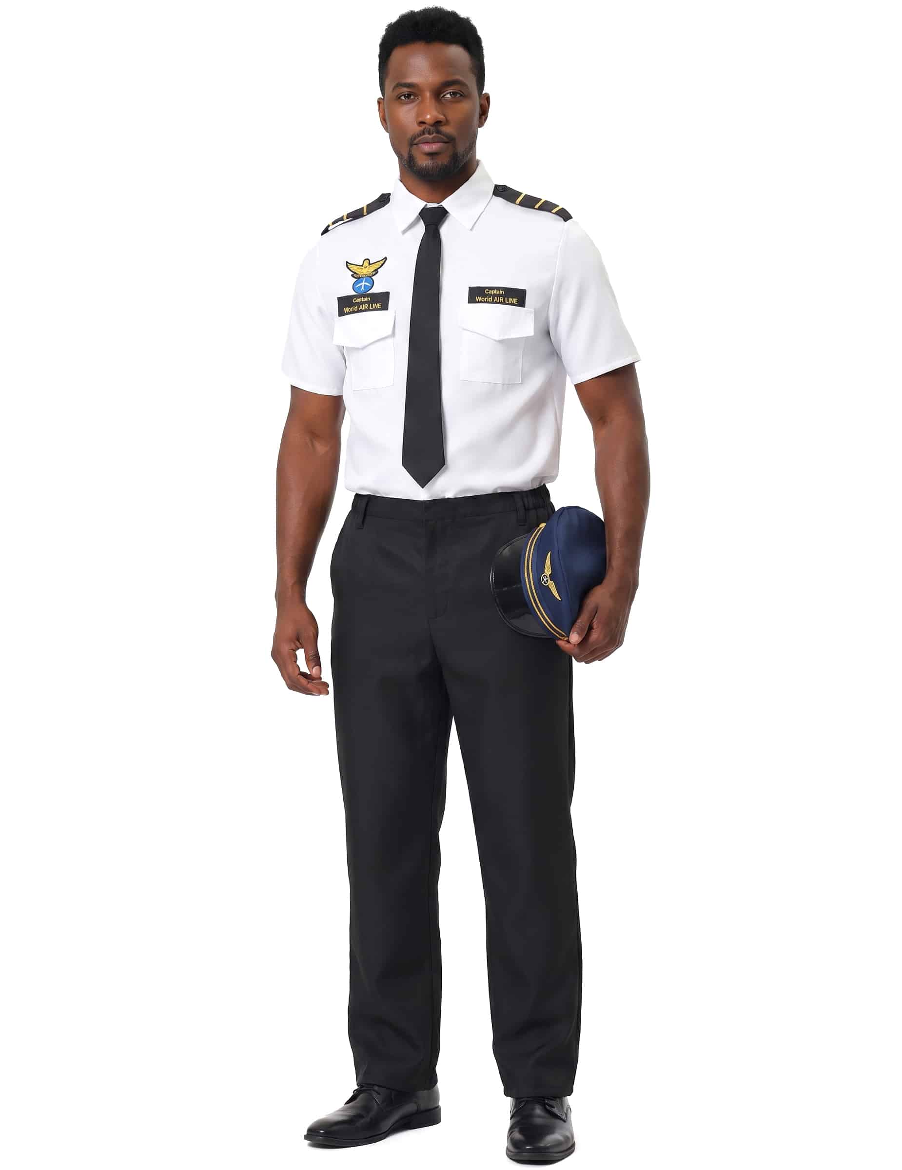 Flugzeugpilot Herren-Kostüm schwarz-weiss