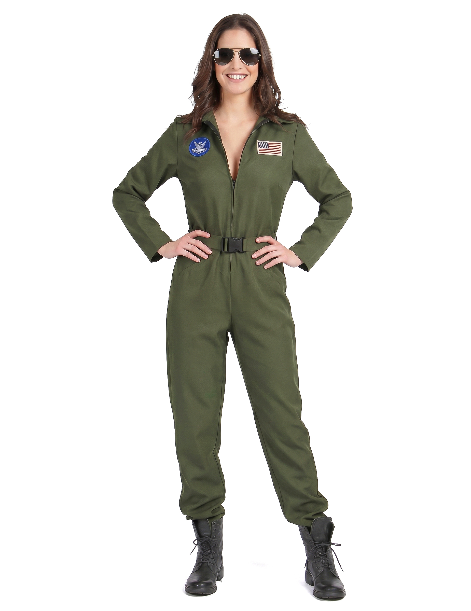 Flugzeugpilot-Kostüm für Damen grün