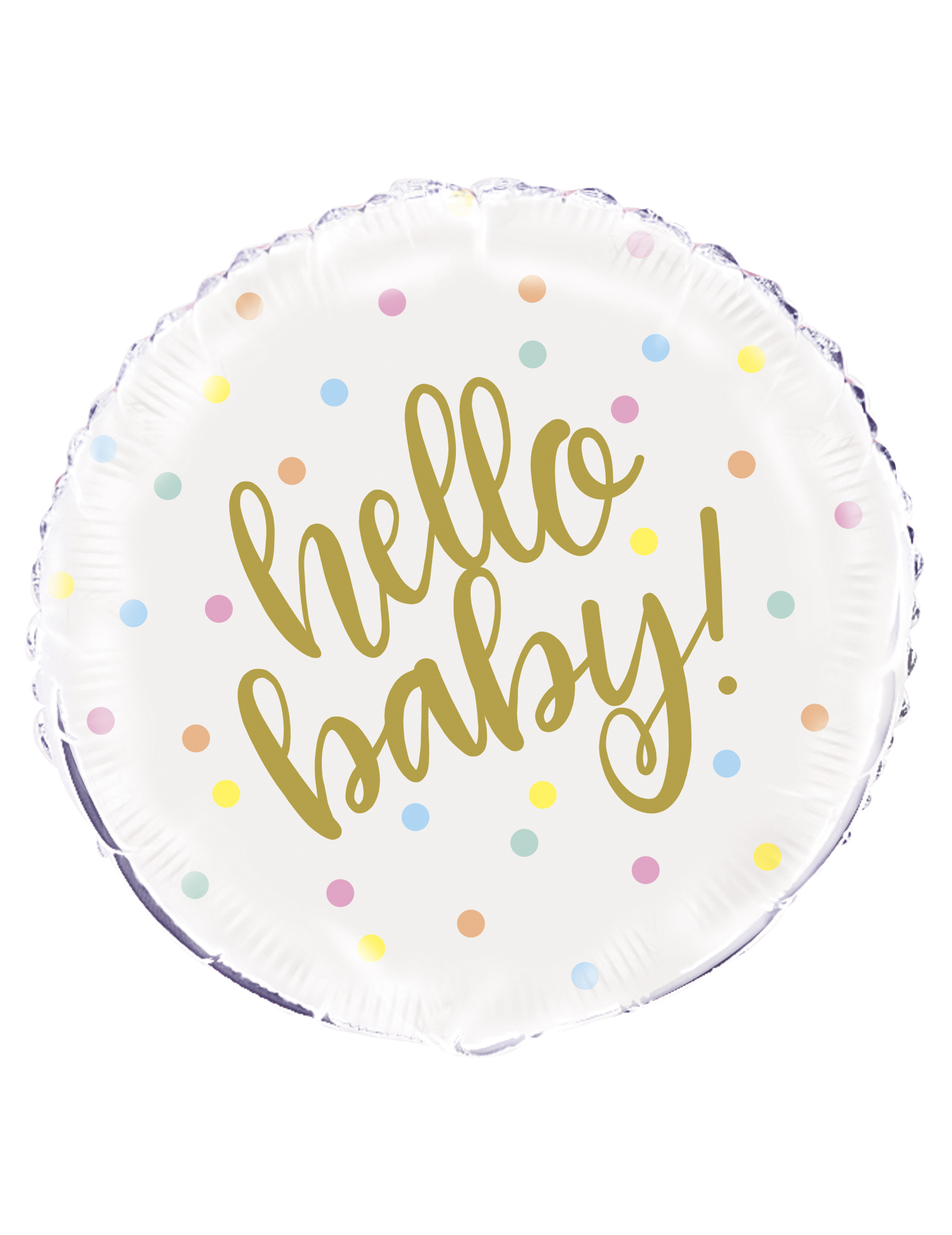 Folienballon Hello Baby weiß + gold 45 cm Babyparty
