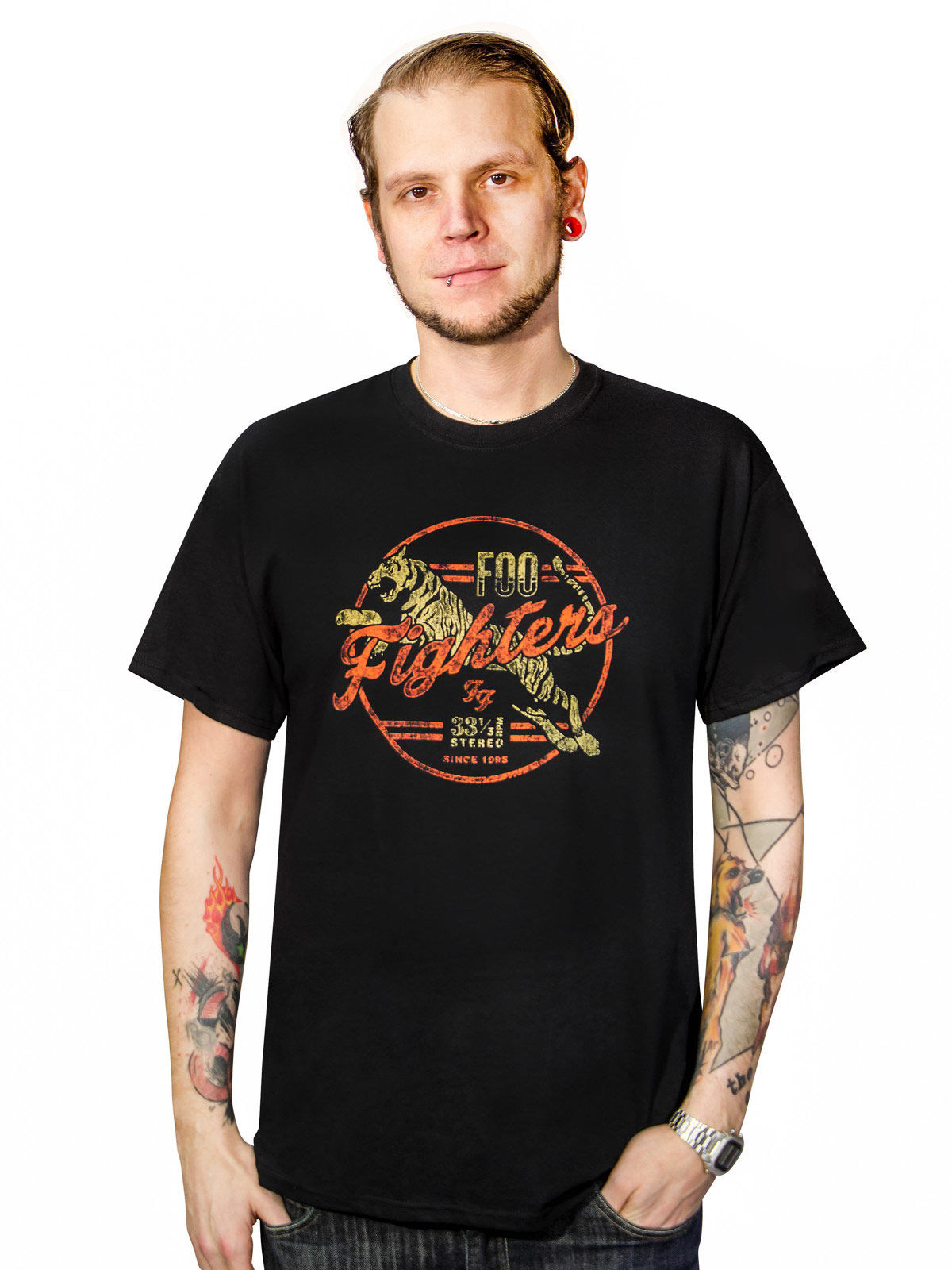 Foo Fighters-Fanshirt T-Shirt Tiger-Motiv schwarz