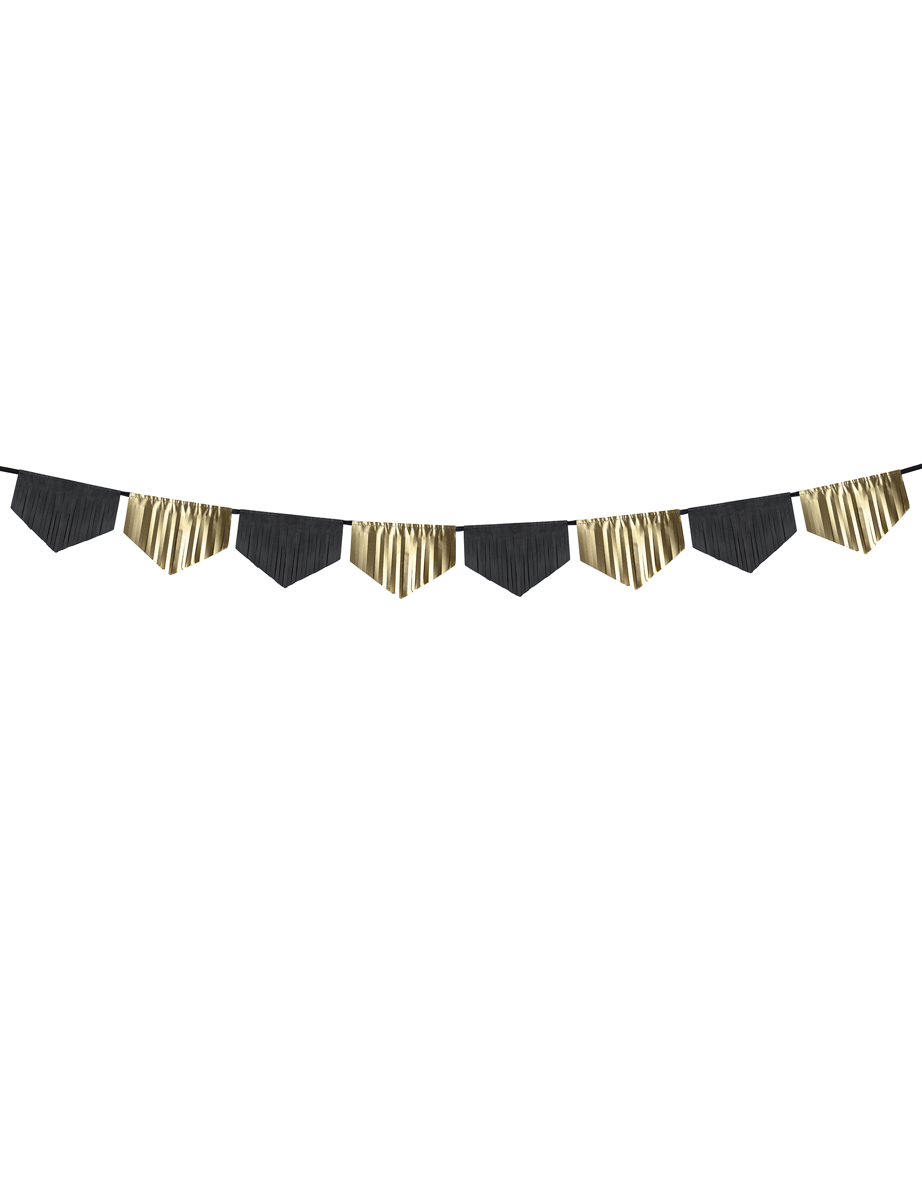 Fransengirlande Schwarz Gold Papier 3 m