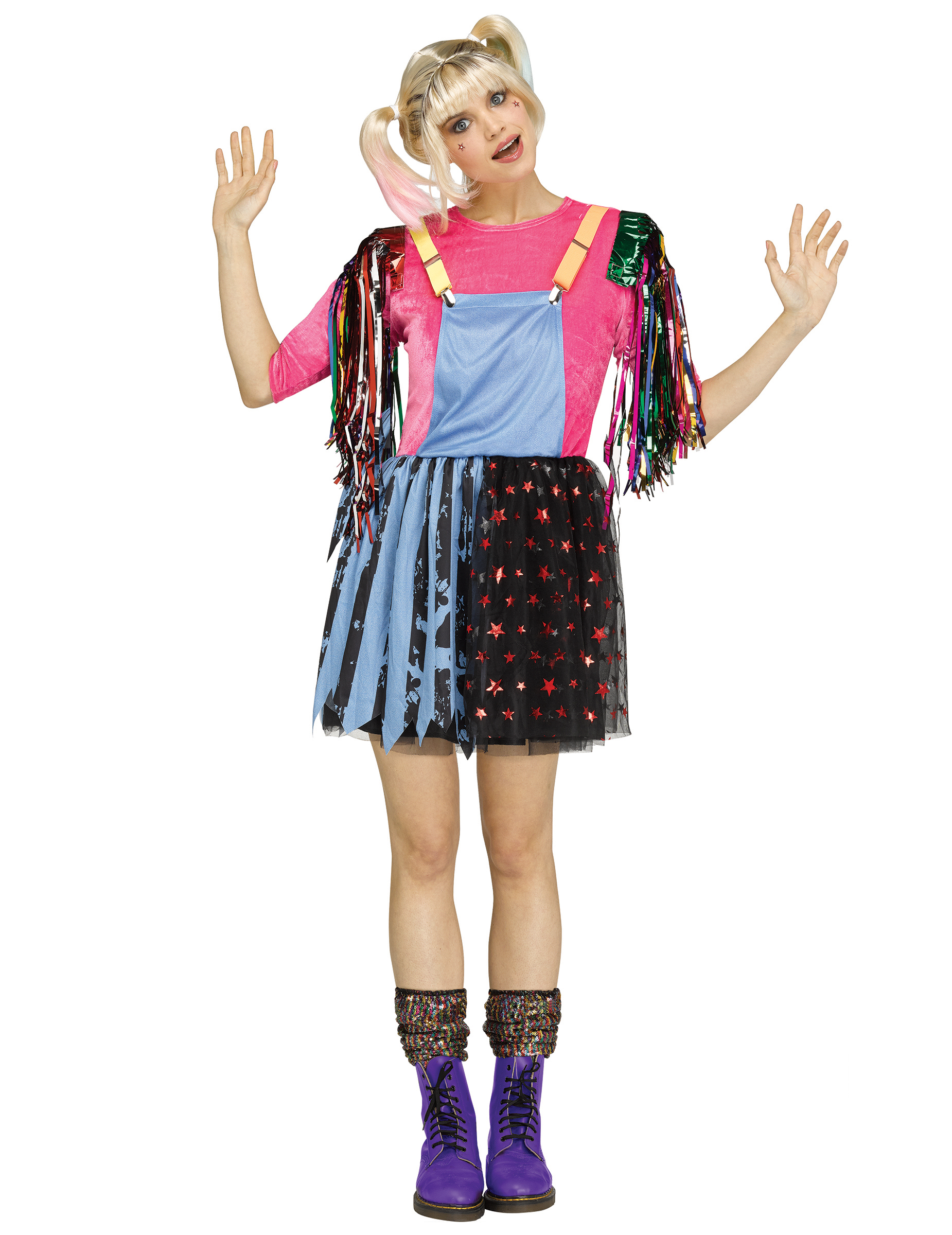 Freche Superschurkin Damenkostüm blau-pink-schwarz