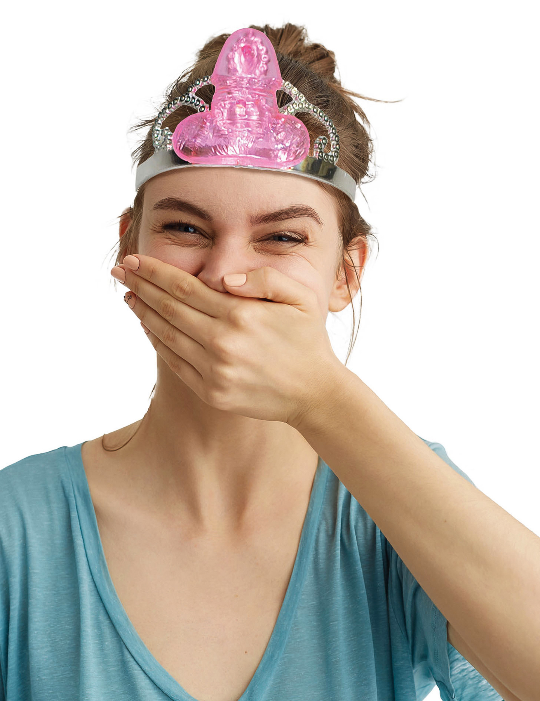 Frivoles Diadem für Junggesellinnenabschiede silber-rosa