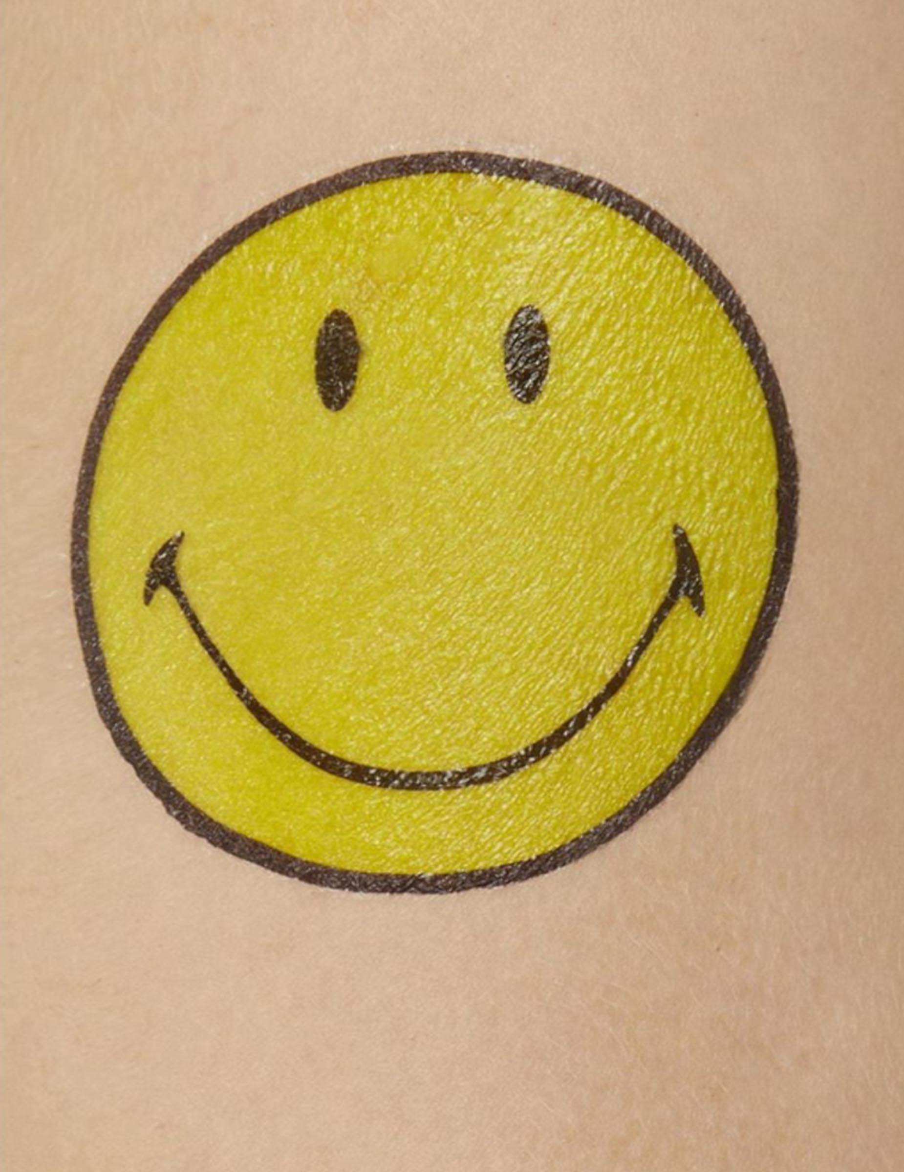 Fröhliche Smiley-Tattoos schwarz-gelb 9 Stück