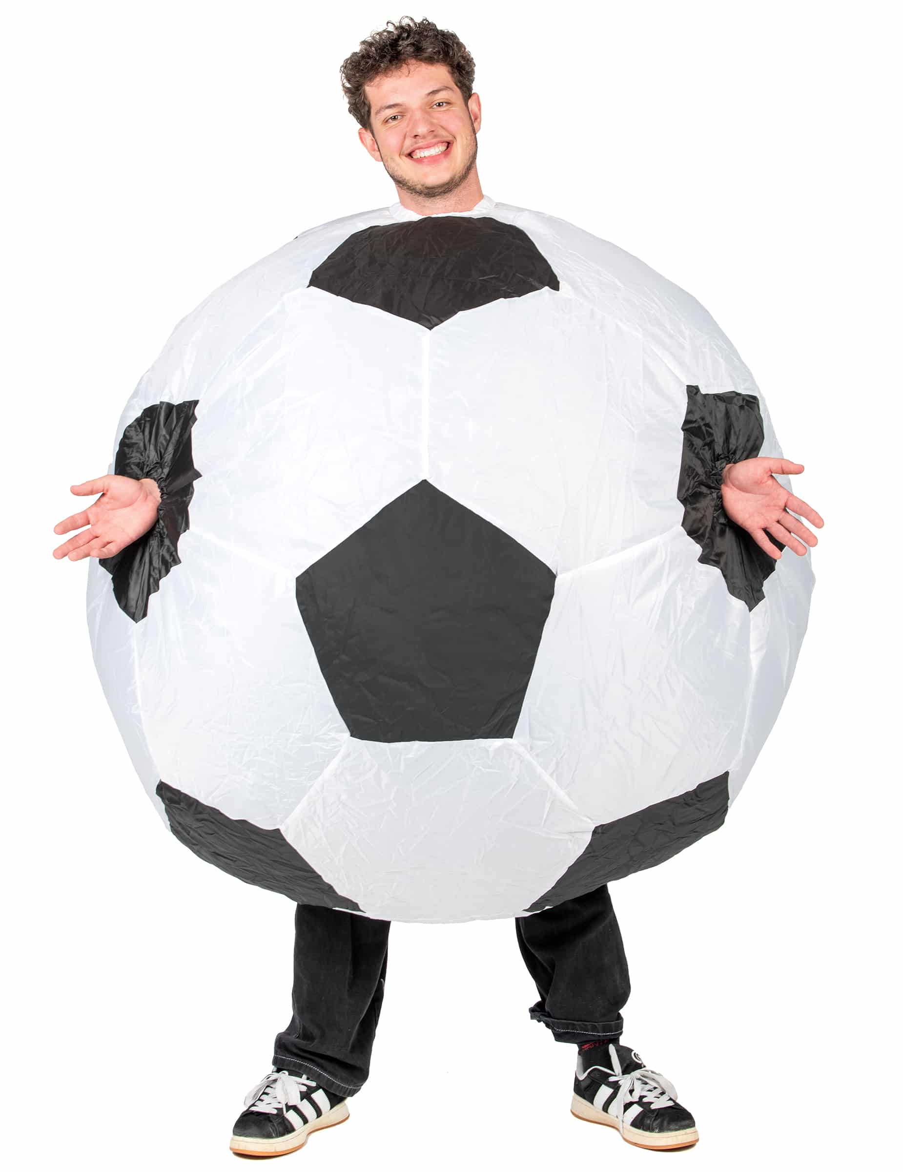 Fußball Kostüm aufblasbar für Erwachsene schwarz-weiß