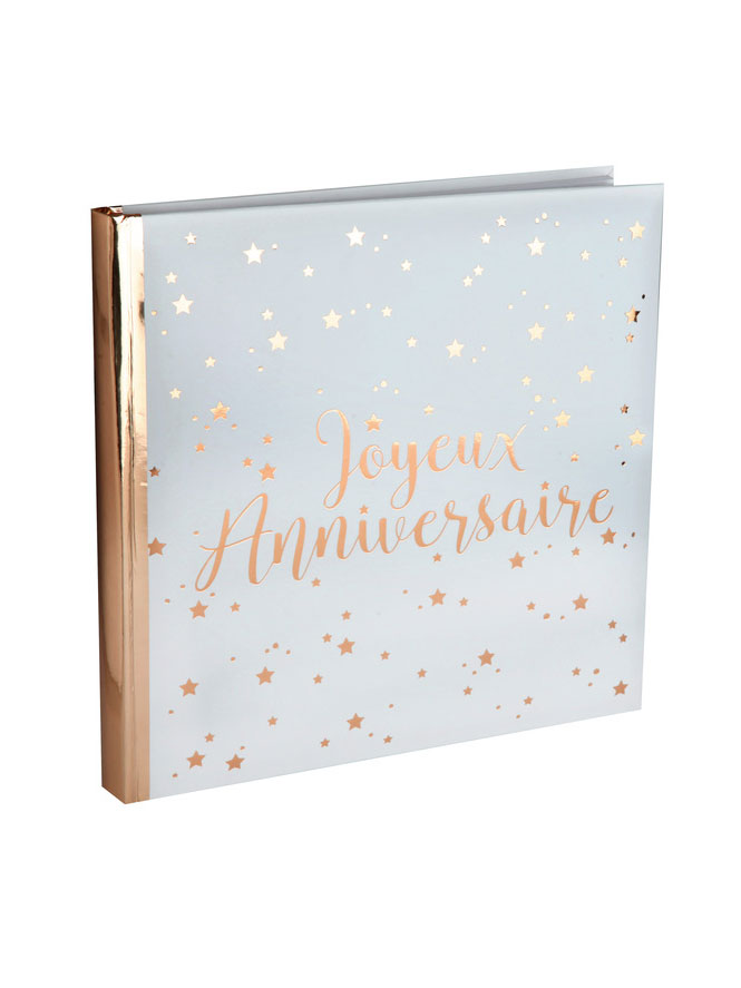 Gästebuch Happy Birthday Roségold 24 x 24 cm weißer Einband