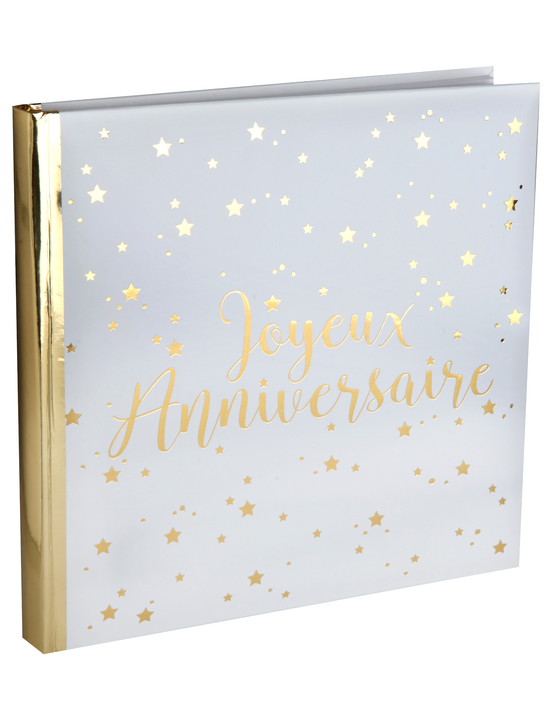 Gästebuch Happy Birthday Weiß Gold 24 x 24 cm