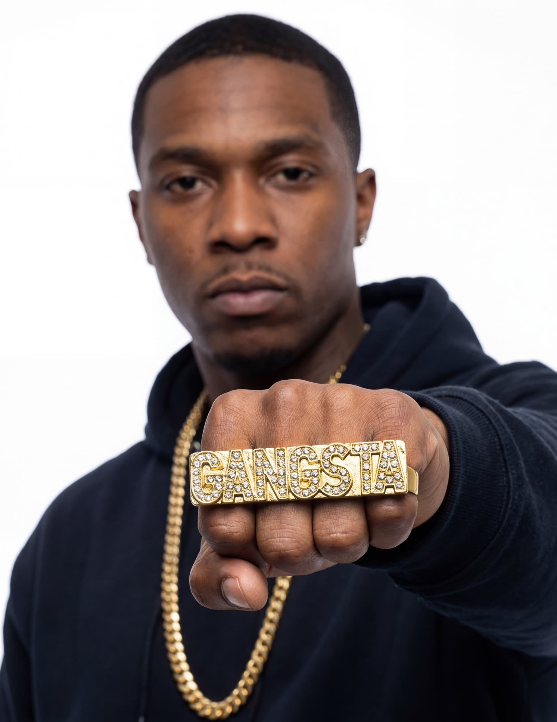 Gangsta-Ring mit Strass für Erwachsene