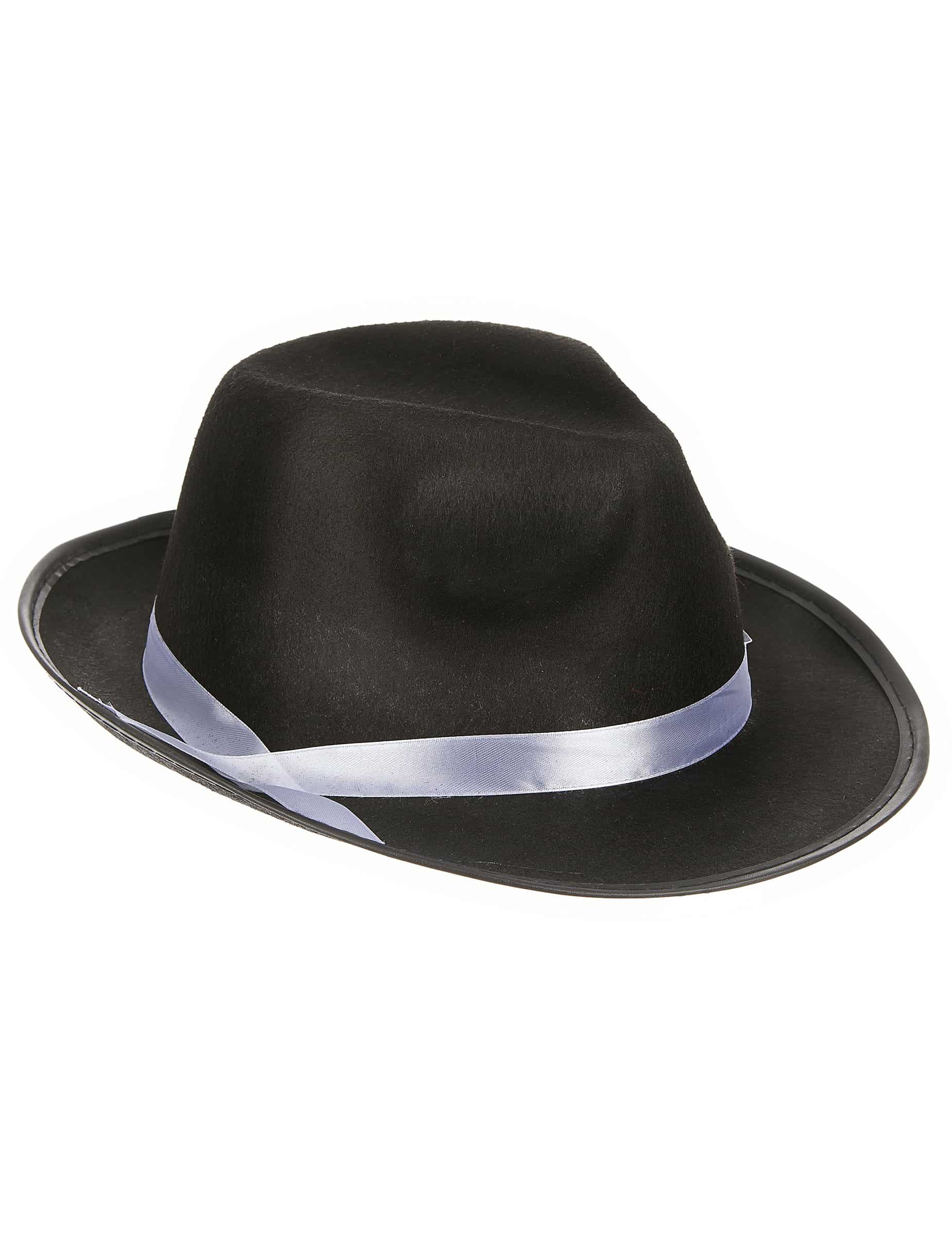 Gangsterhut Gangster-Fedora schwarz-weiss