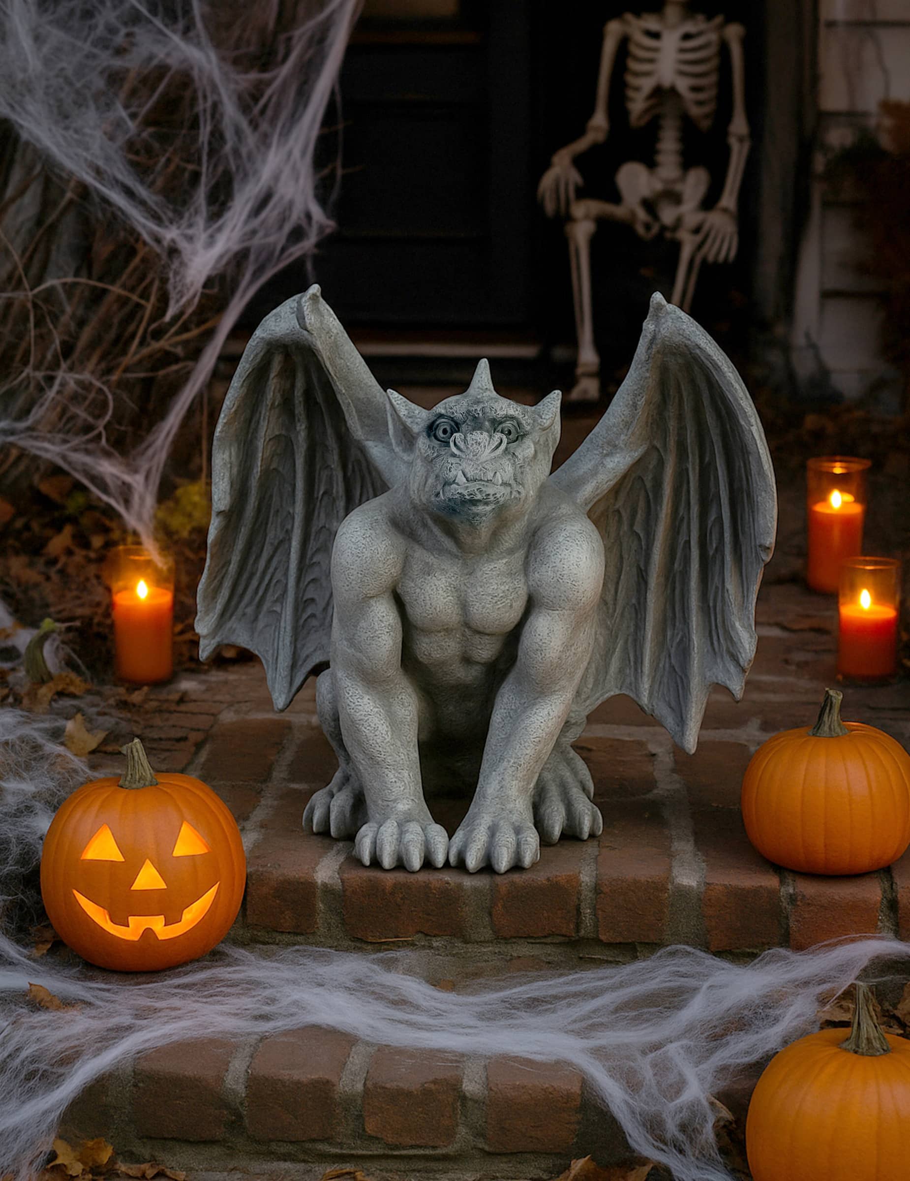 Gargoyle Statue aus Magnesium 54 cm Halloween Deko