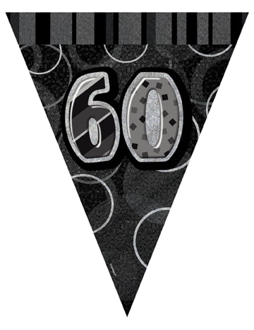 Geburtstag-Girlande Wimpelgirlande 60 Jahre schwarz-grau 360x30cm