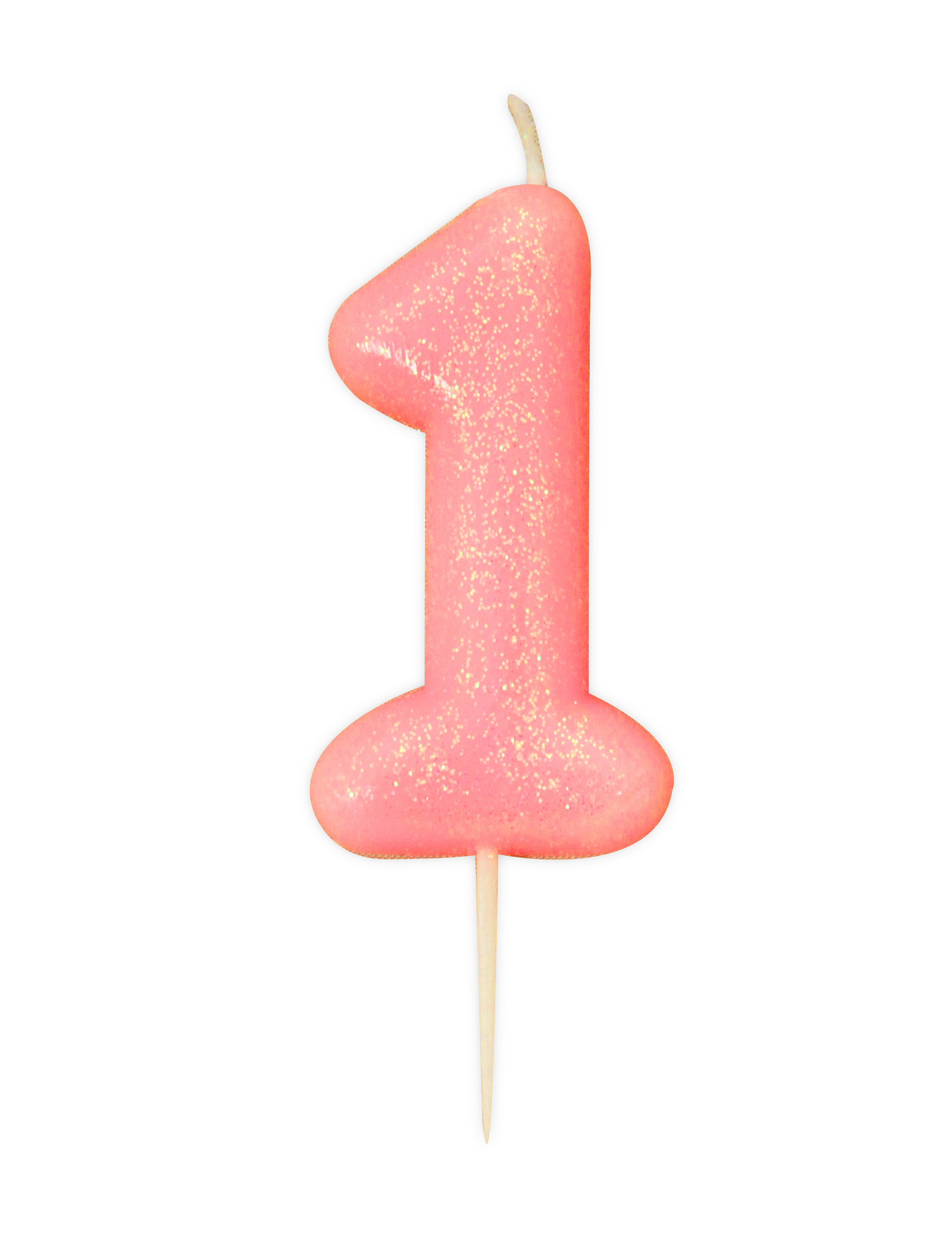 Geburtstagskerze Zahl 1 Rosa Irisierend 9 cm Glitzer
