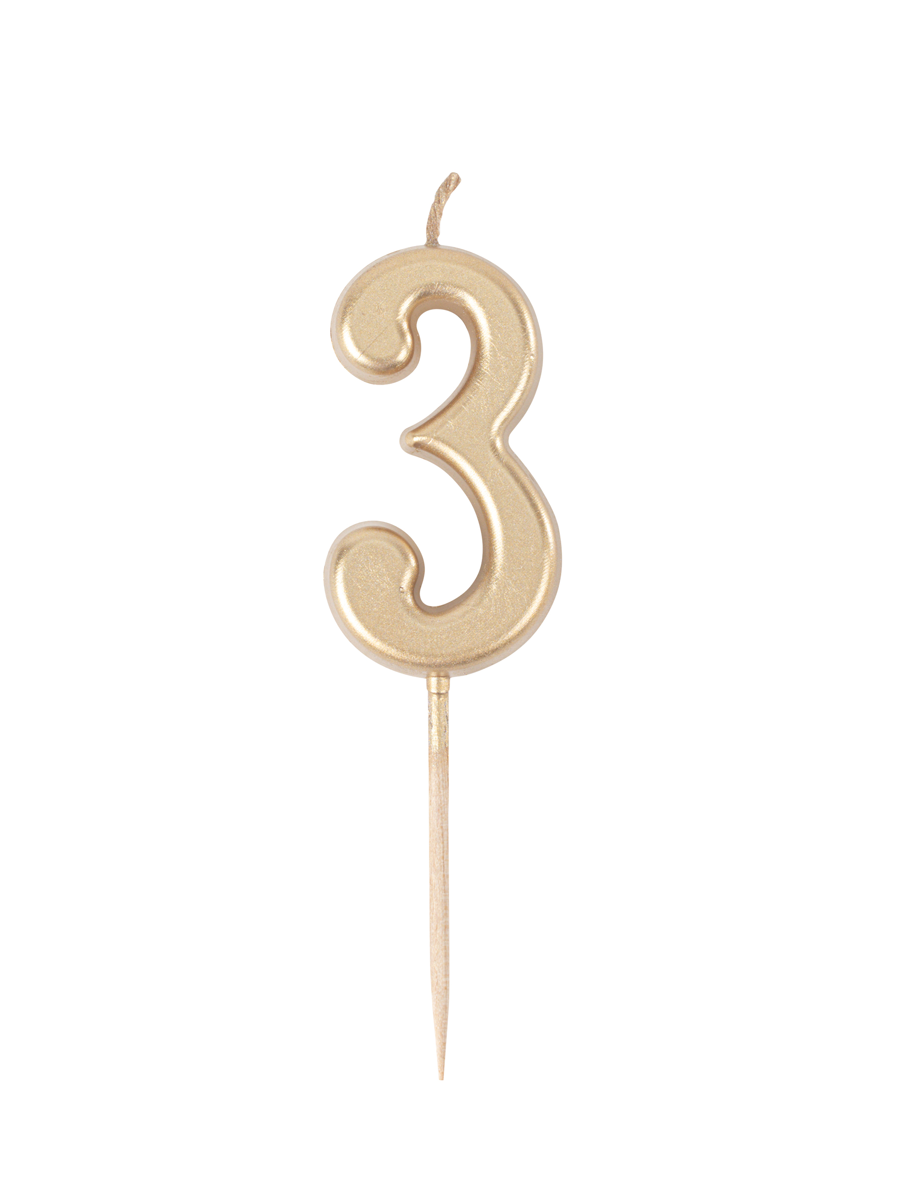 Geburtstagskerze Zahl 3 Gold Metallic 4