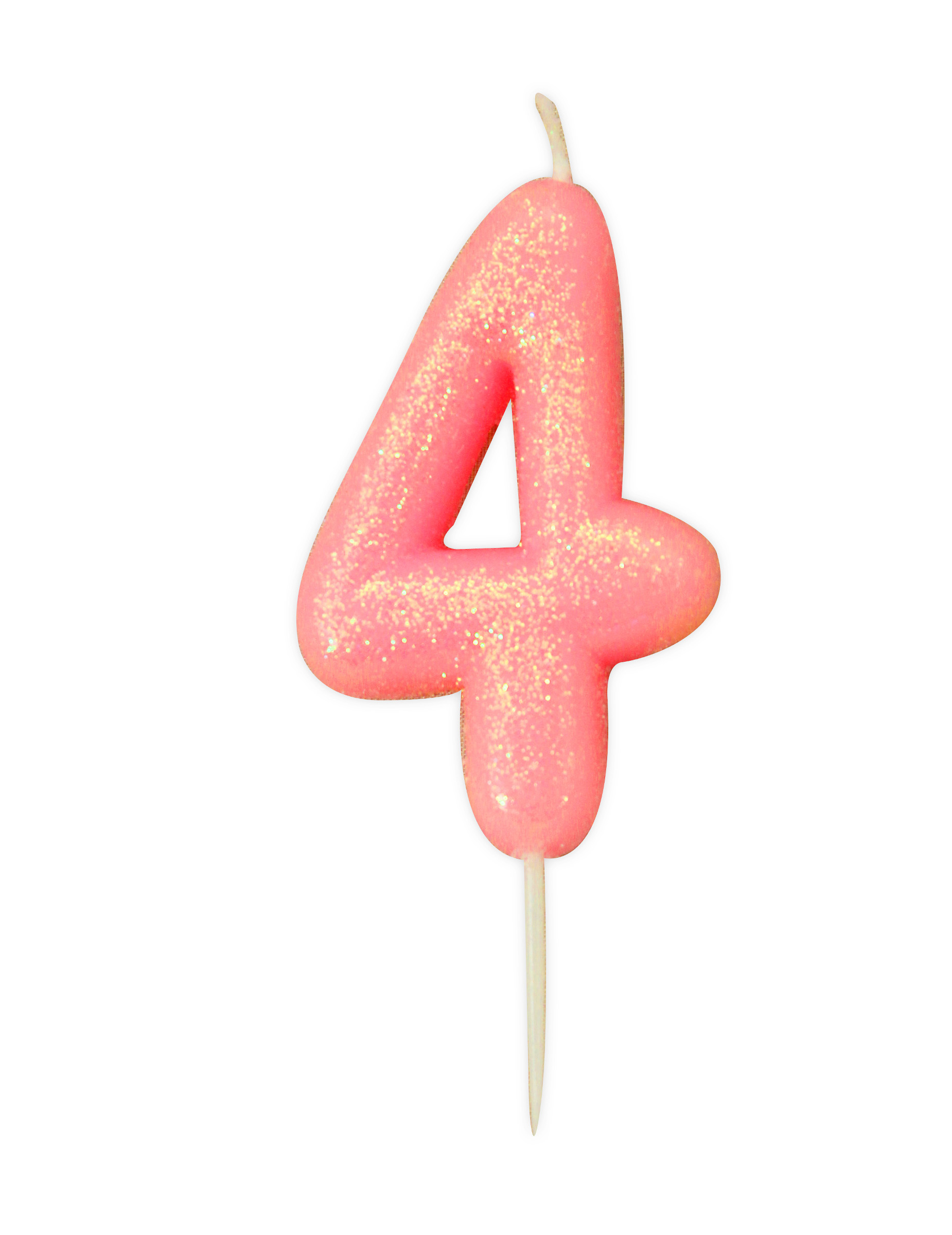 Geburtstagskerze Zahl 4 Rosa Irisierend 9 cm