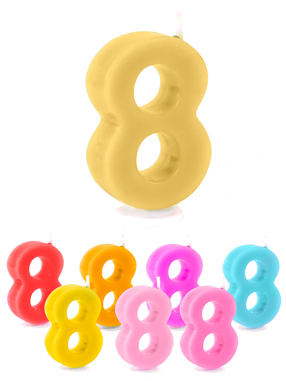 Geburtstagskerze Zahl 8 Torten-Deko bunt 6cm