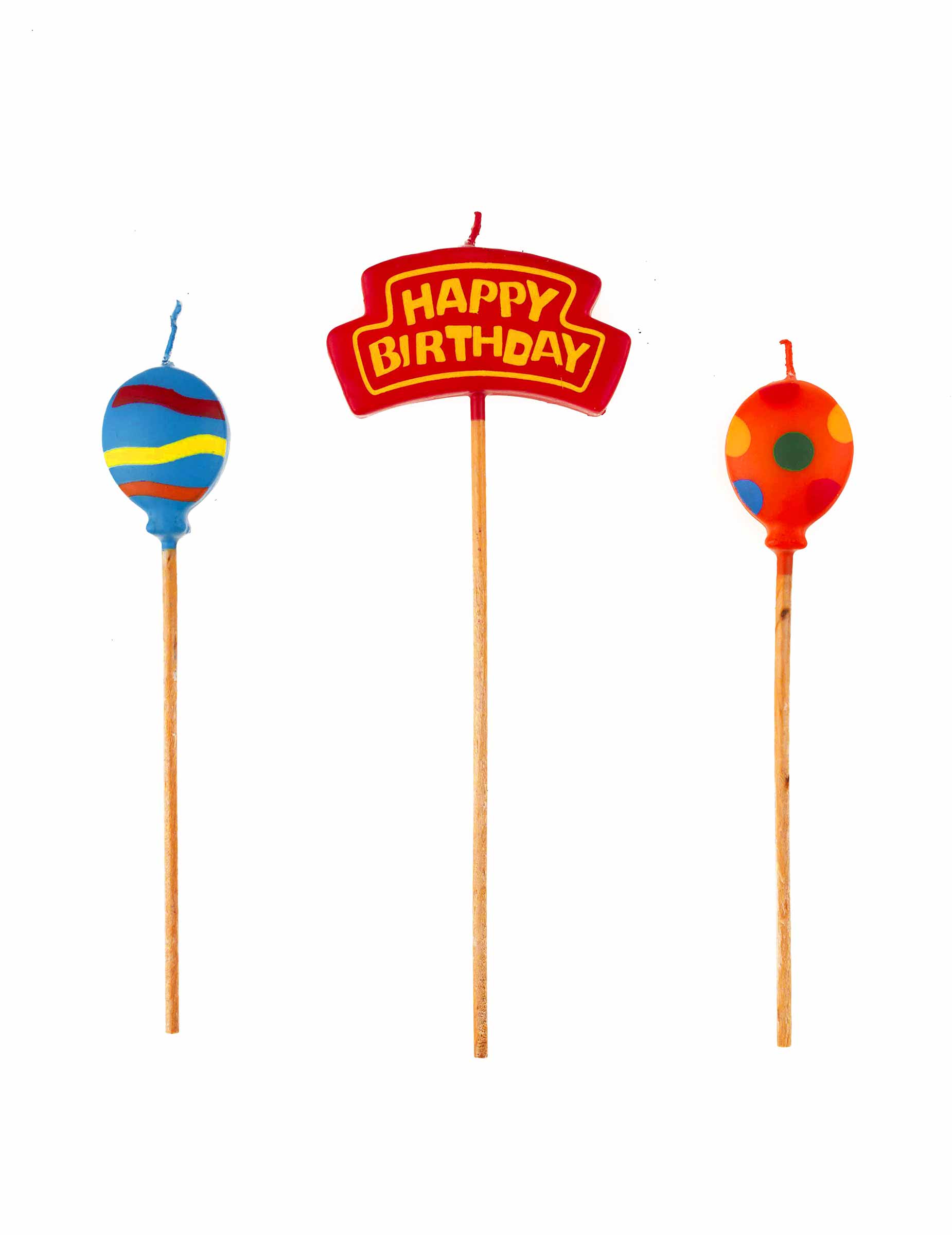 Geburtstagskerzen Happy Birthday 3-teilig bunt 25cm
