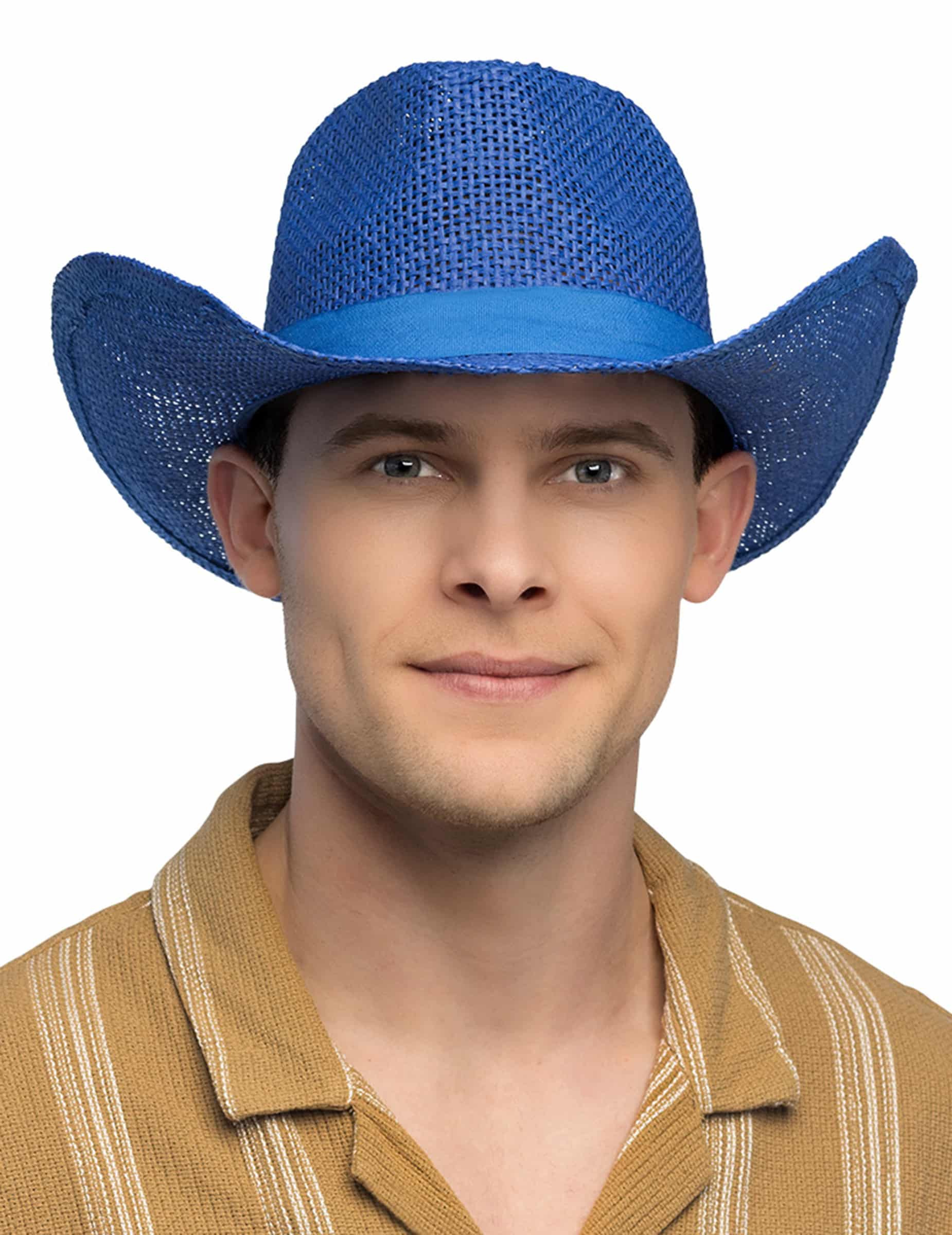 Geflochtener Cowboyhut blau Erwachsene