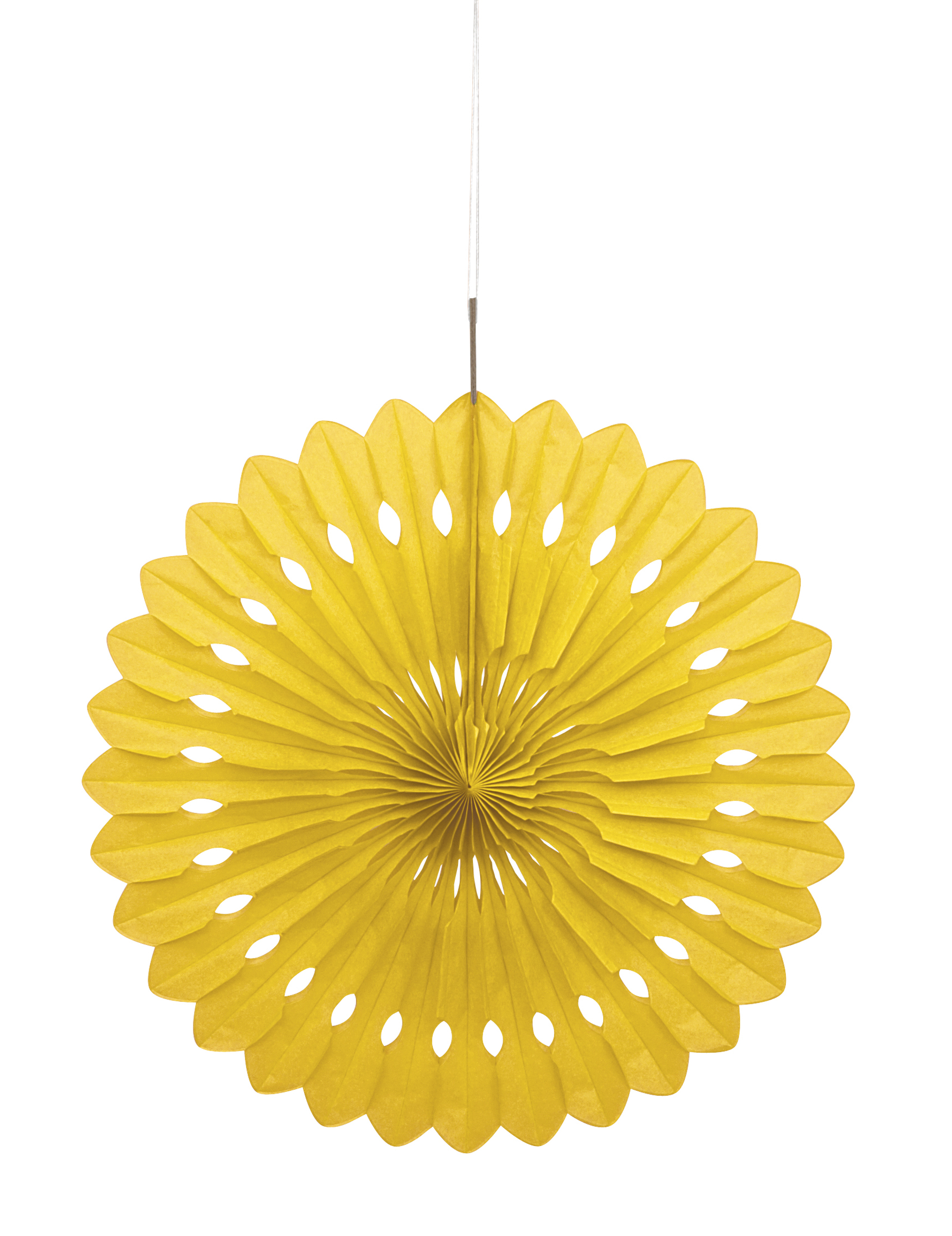 Gelbe Papier-Rosette zum Aufhängen 40 cm