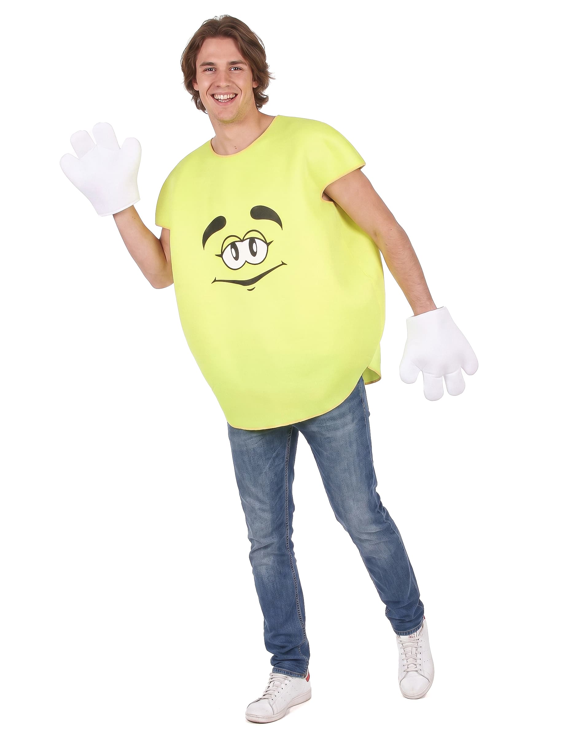 Gelbes Bonbon Unisex Kostüm gelb-weiss