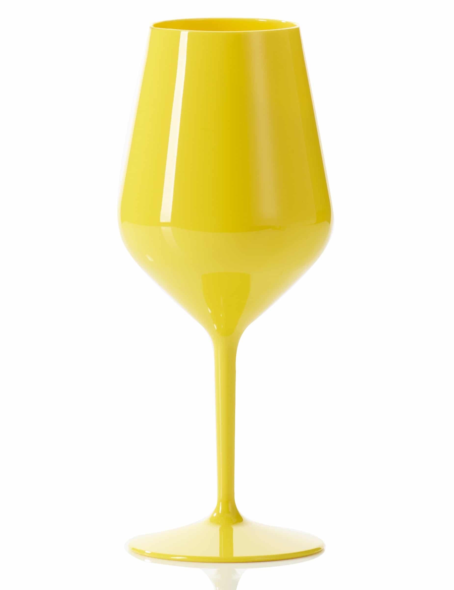 Gelbes Weinglas aus Kunststoff auf Fuß 47 cl