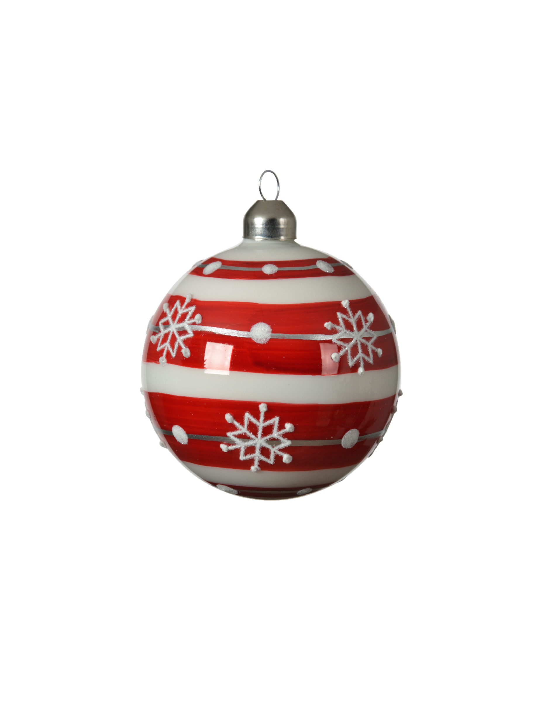 Gemütliche Weihnachtsskugeln 3 Stück rot-weiss 8 cm
