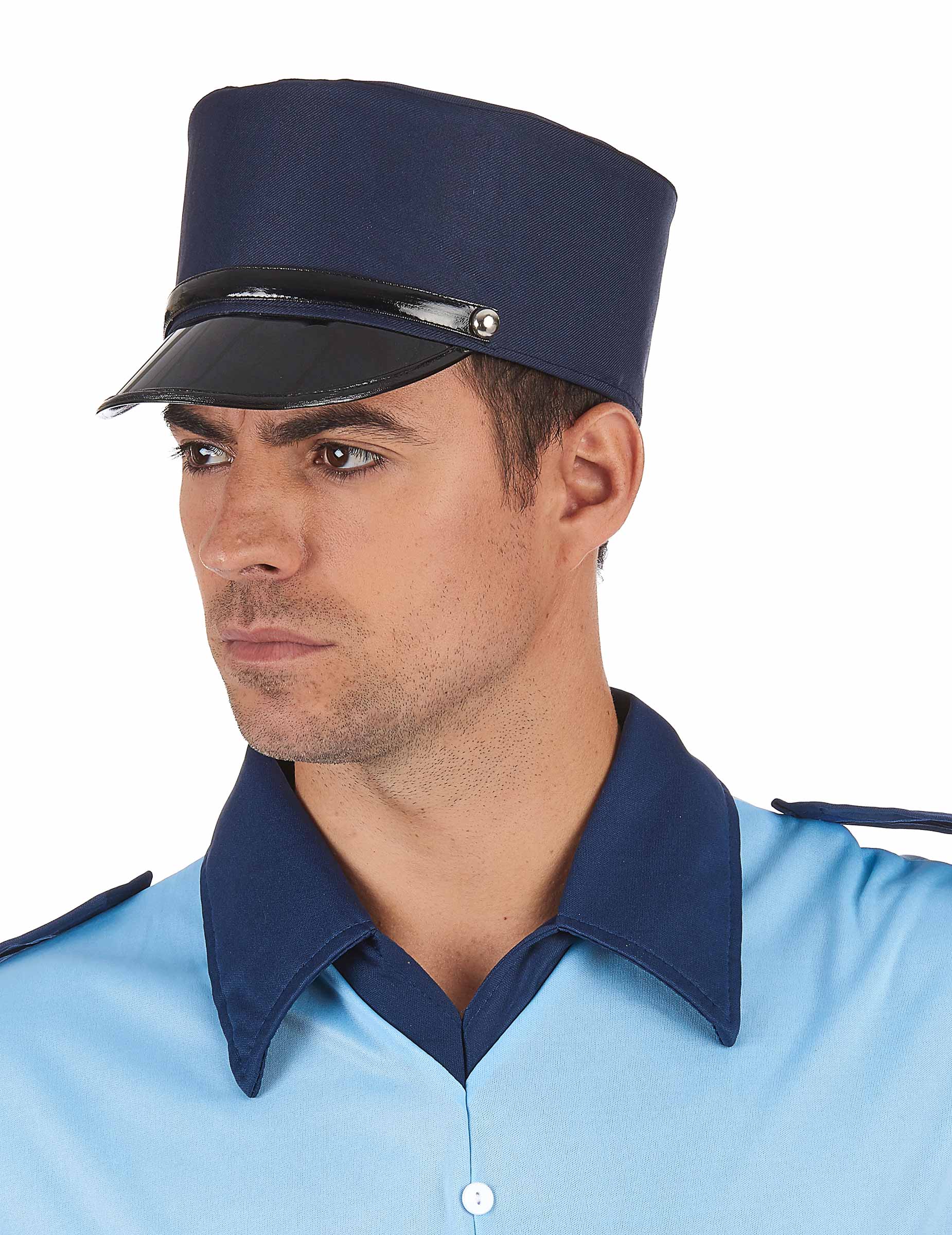 Gendarme-Mütze Polizist Kostümaccessoire blau-schwarz