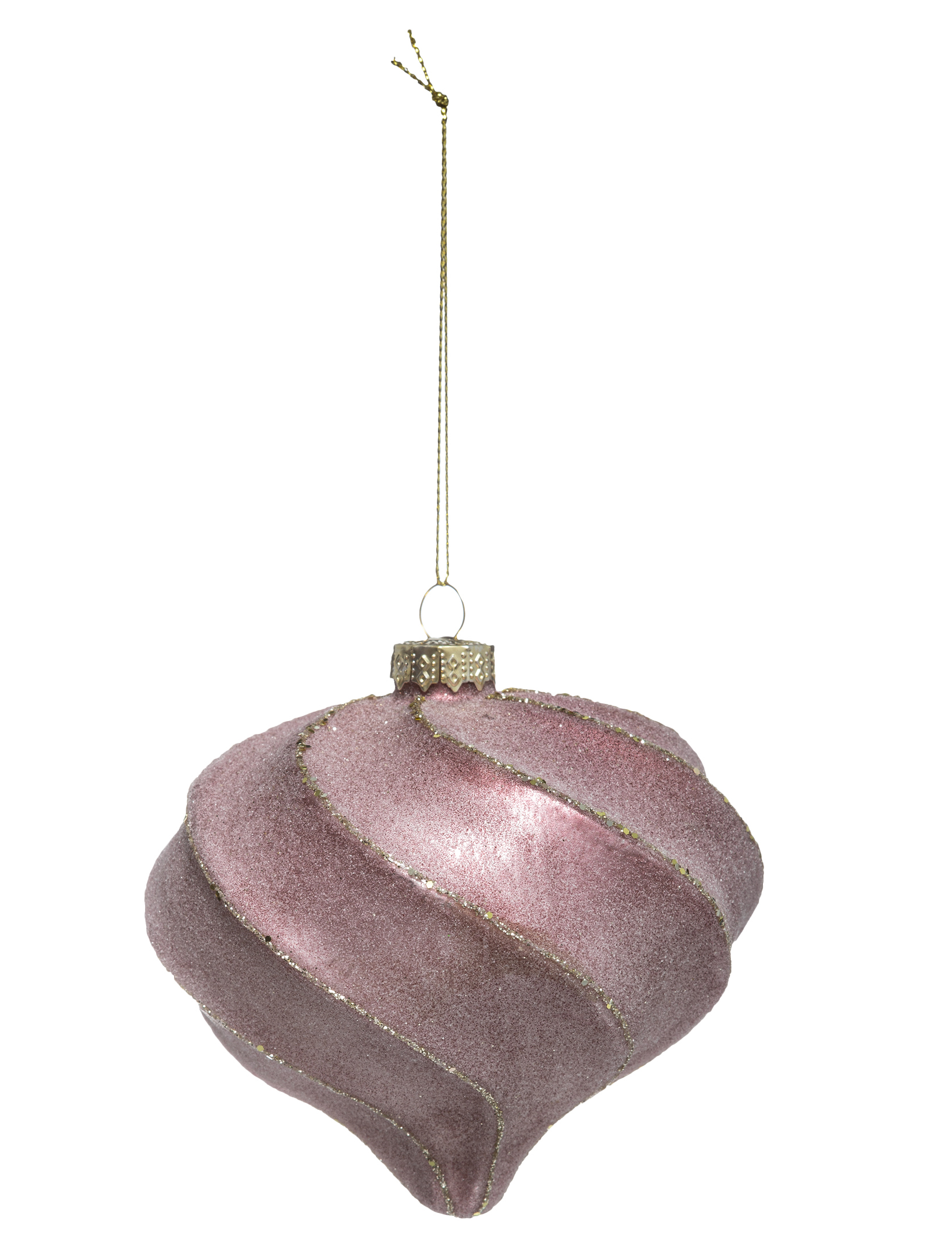 Geschwungene Weihnachtskugel in Tropfenform Christbaumschmuck rosafarben 10 cm