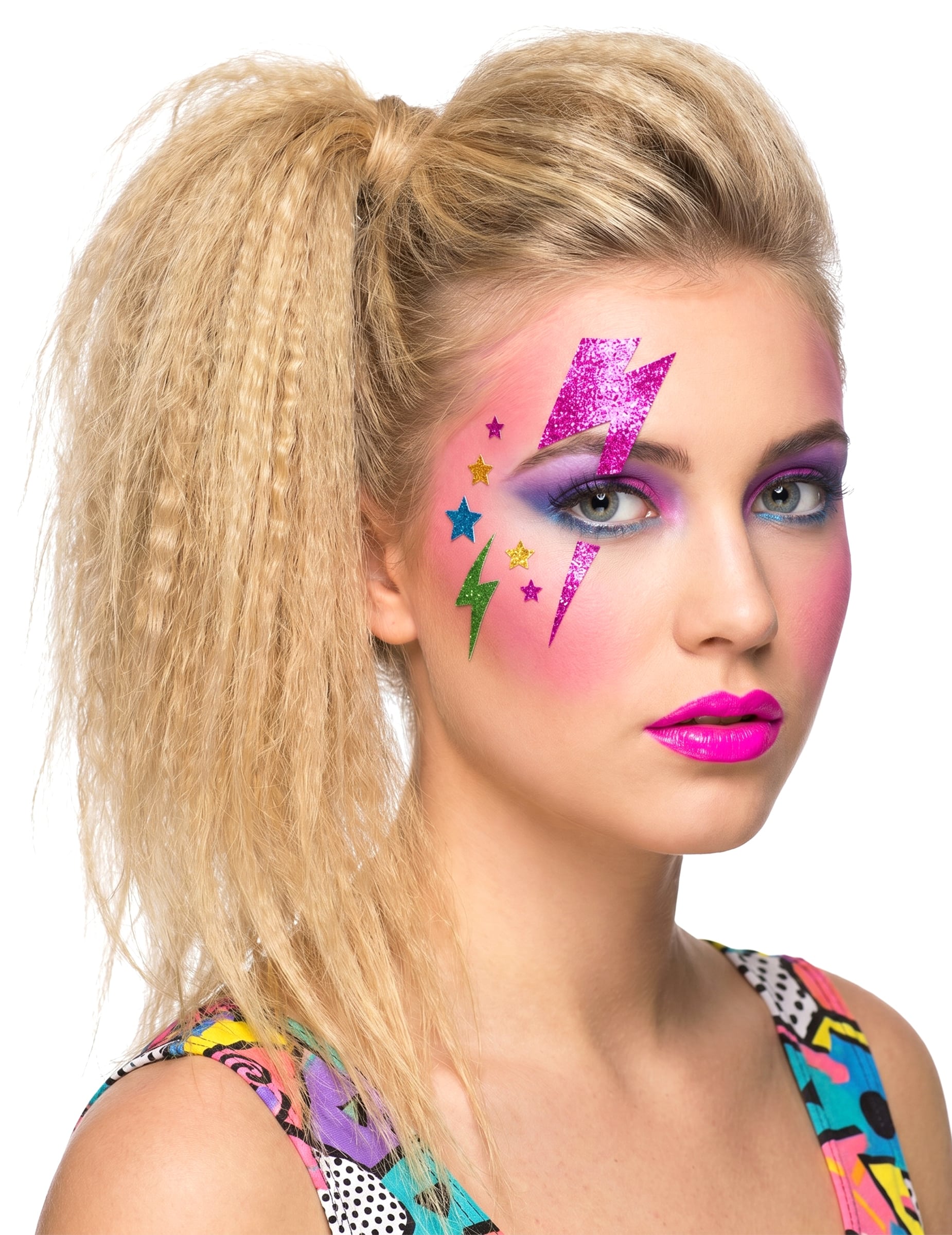 Gesichtssticker glitzernd rosa-grün